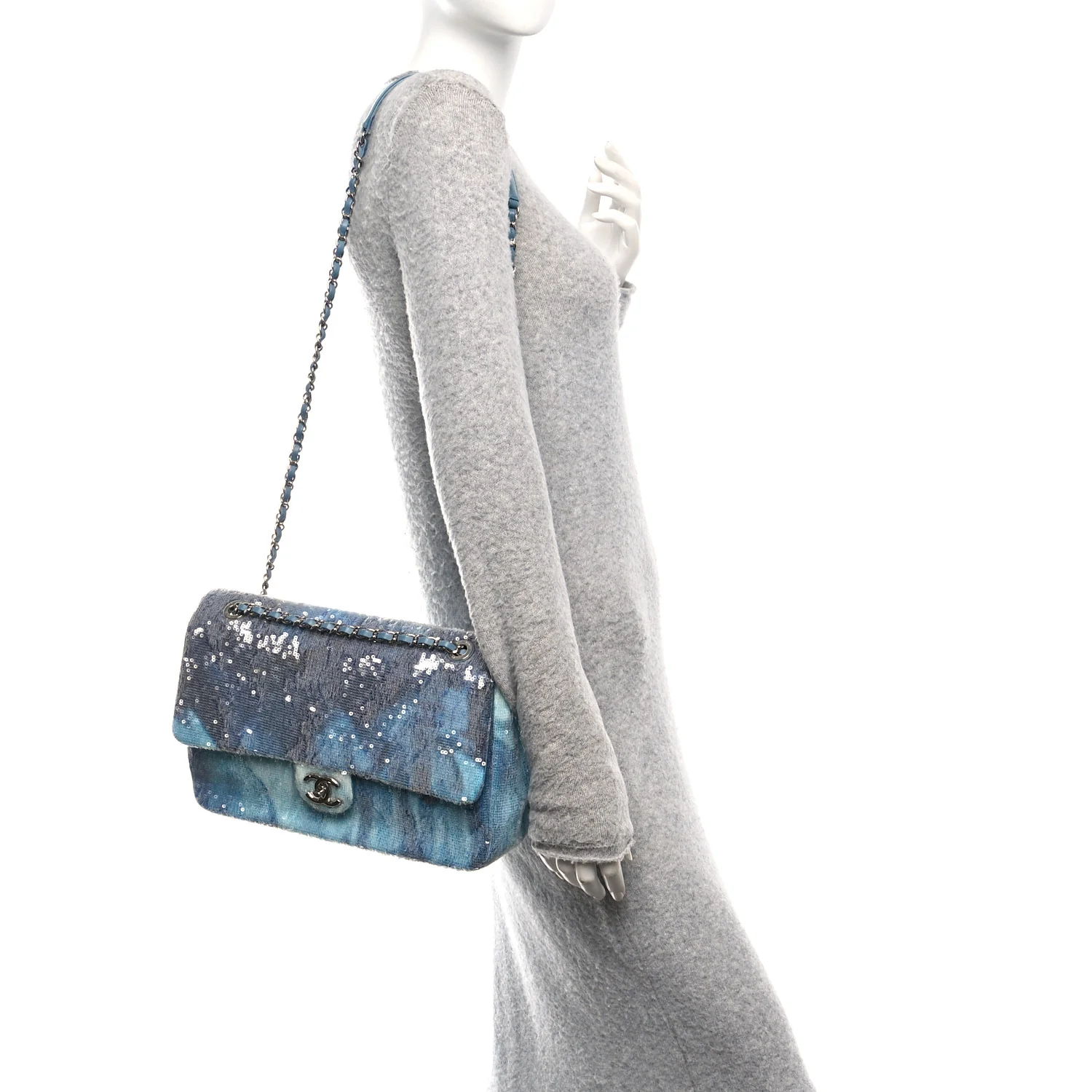 Sequin Large Waterfall Flap Light Blue - Image 2