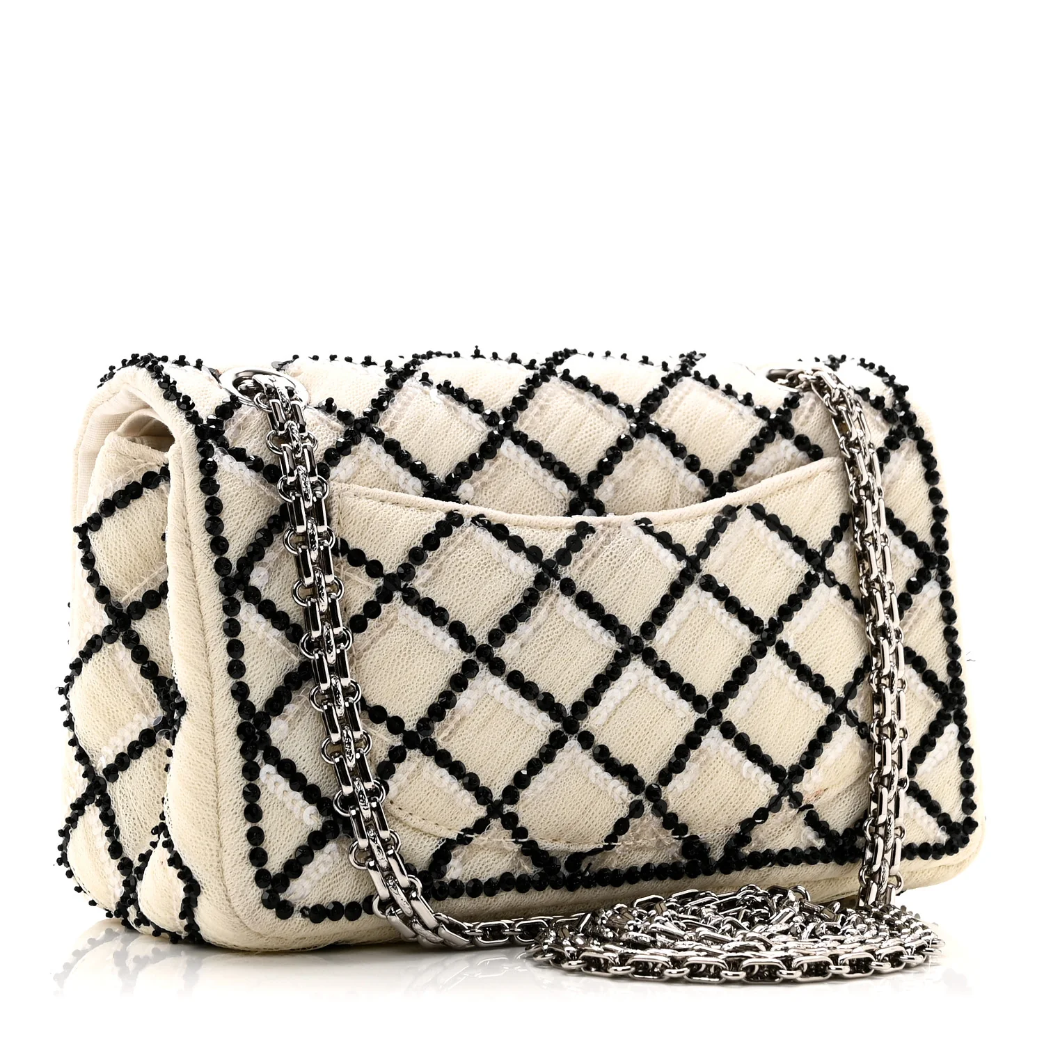 Sequin Mesh Quilted 224 Reissue Flap White Black - Image 3