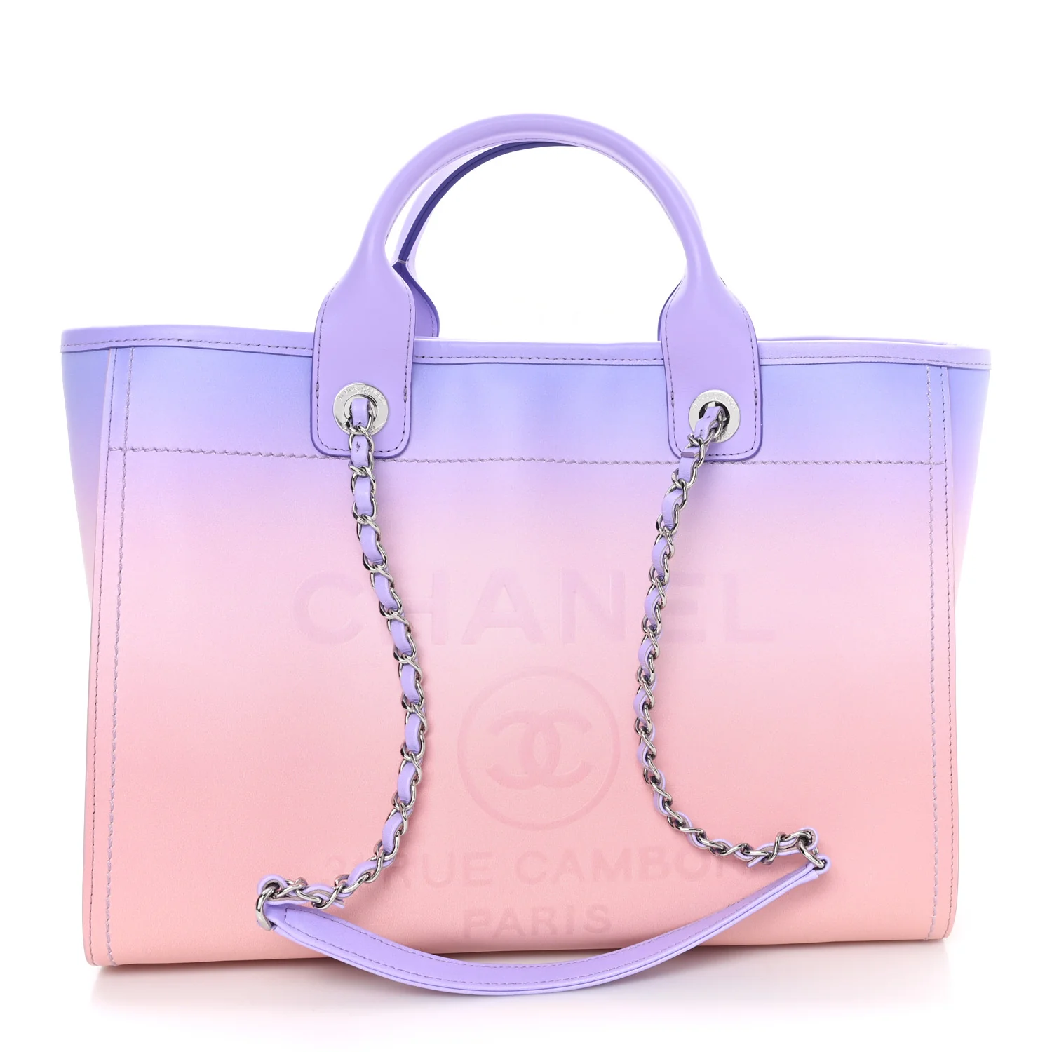 Shaded Calfskin Small Deauville Tote Light Purple Pink Coral