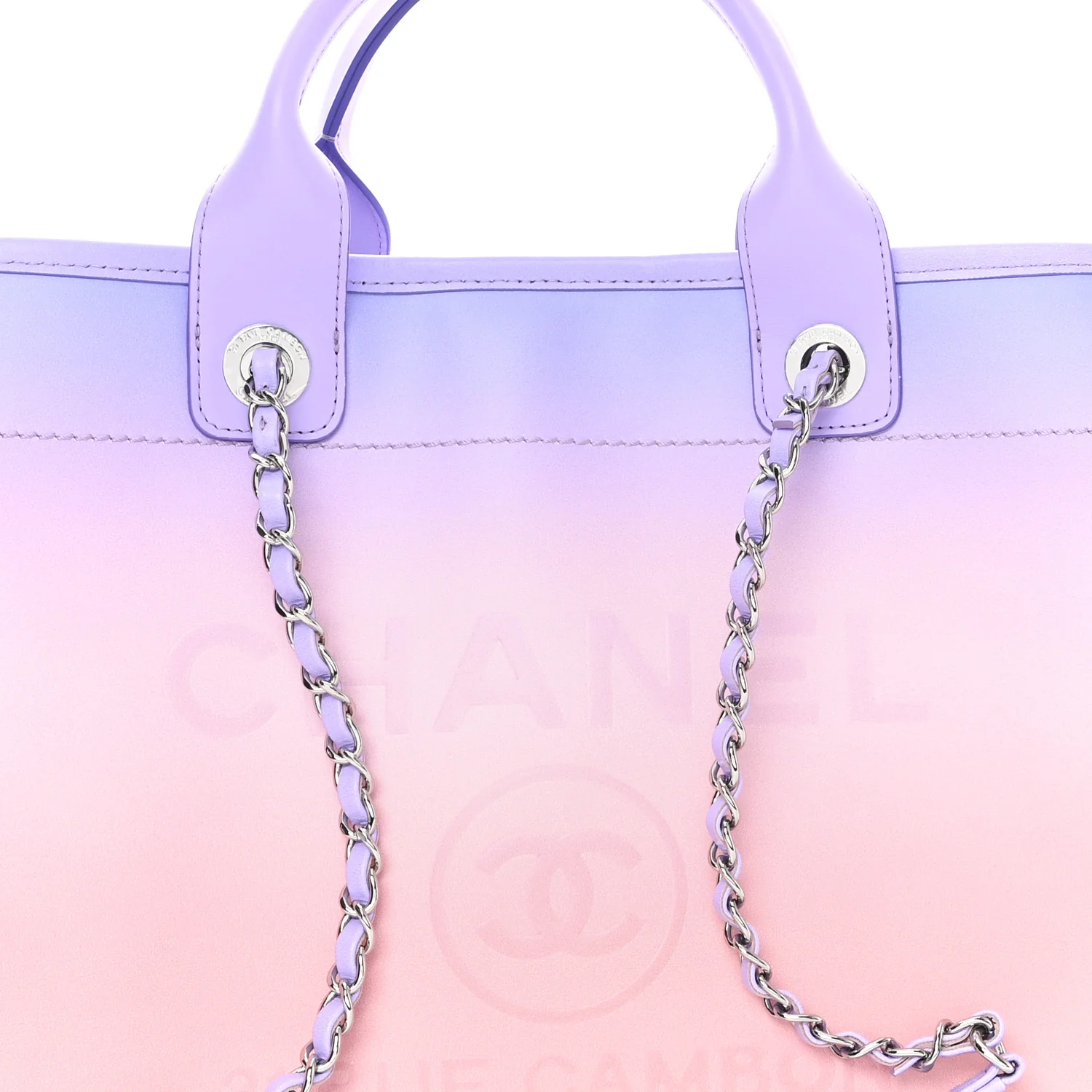 Shaded Calfskin Small Deauville Tote Light Purple Pink Coral - Image 9