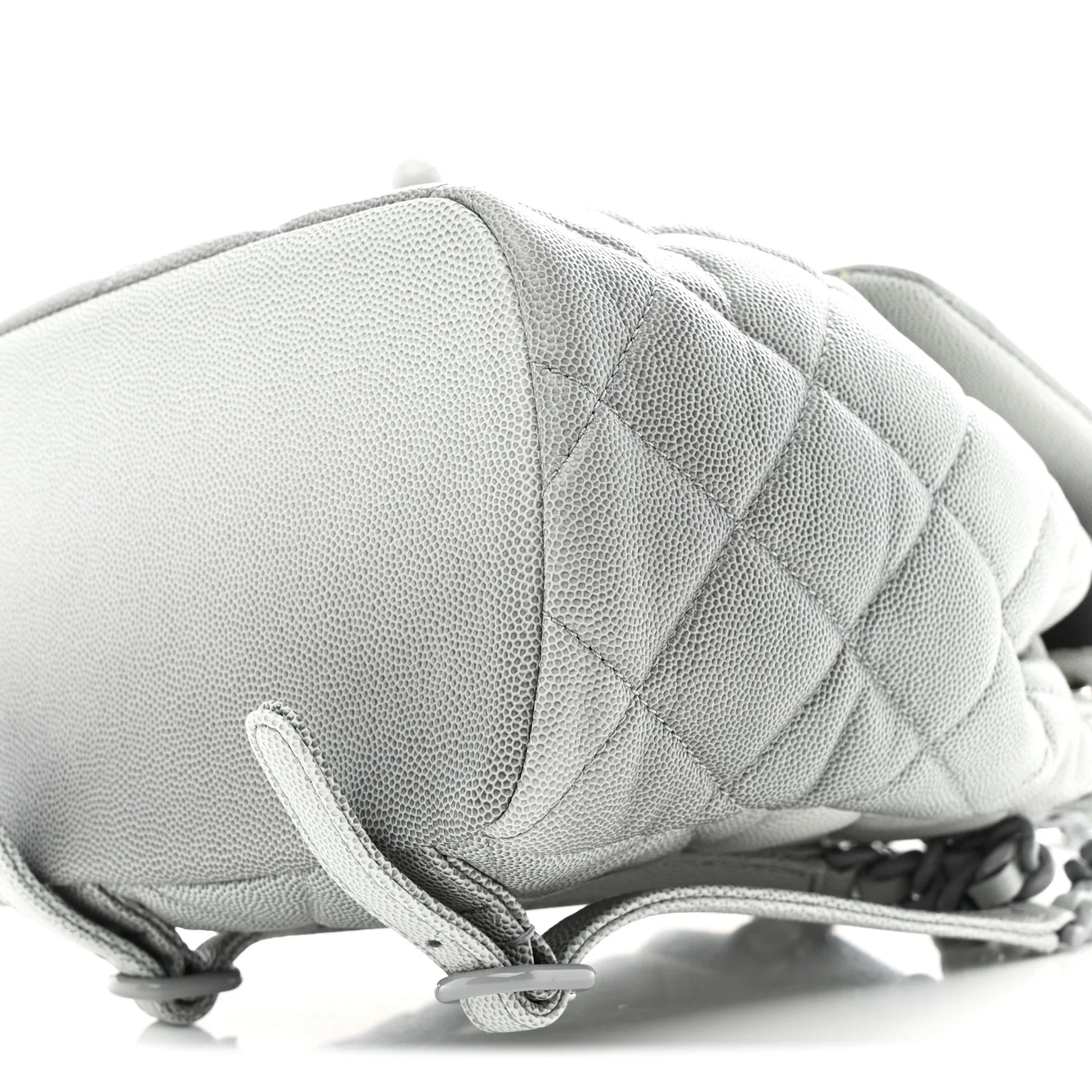 Shaded Caviar Quilted Lacquered CC My Everything Drawstring Backpack Dark Grey Light Grey - Image 10