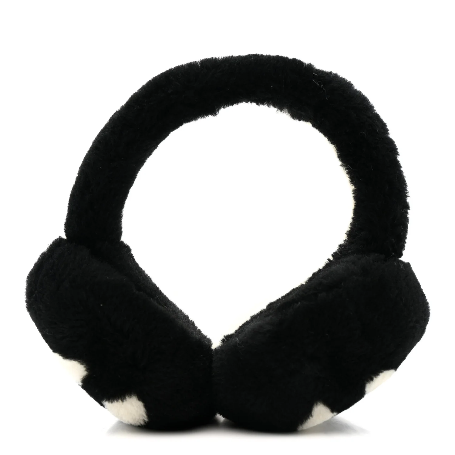 Shearling CC Ear Muffs Black White