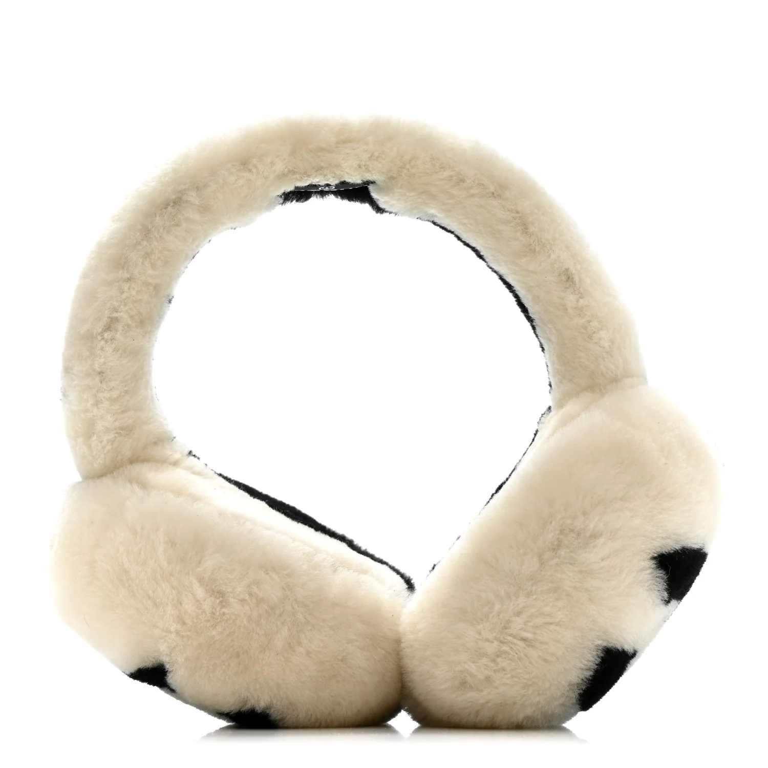 Shearling CC Ear Muffs Black White - Image 3