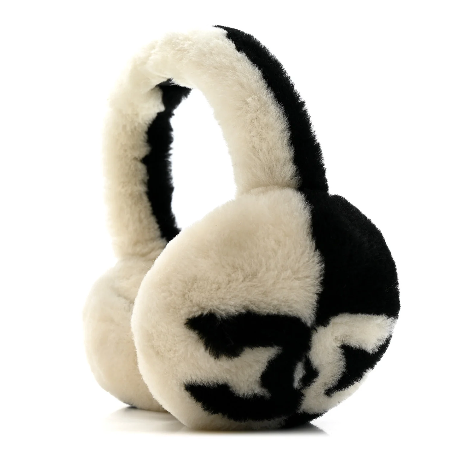Shearling CC Ear Muffs Black White - Image 4