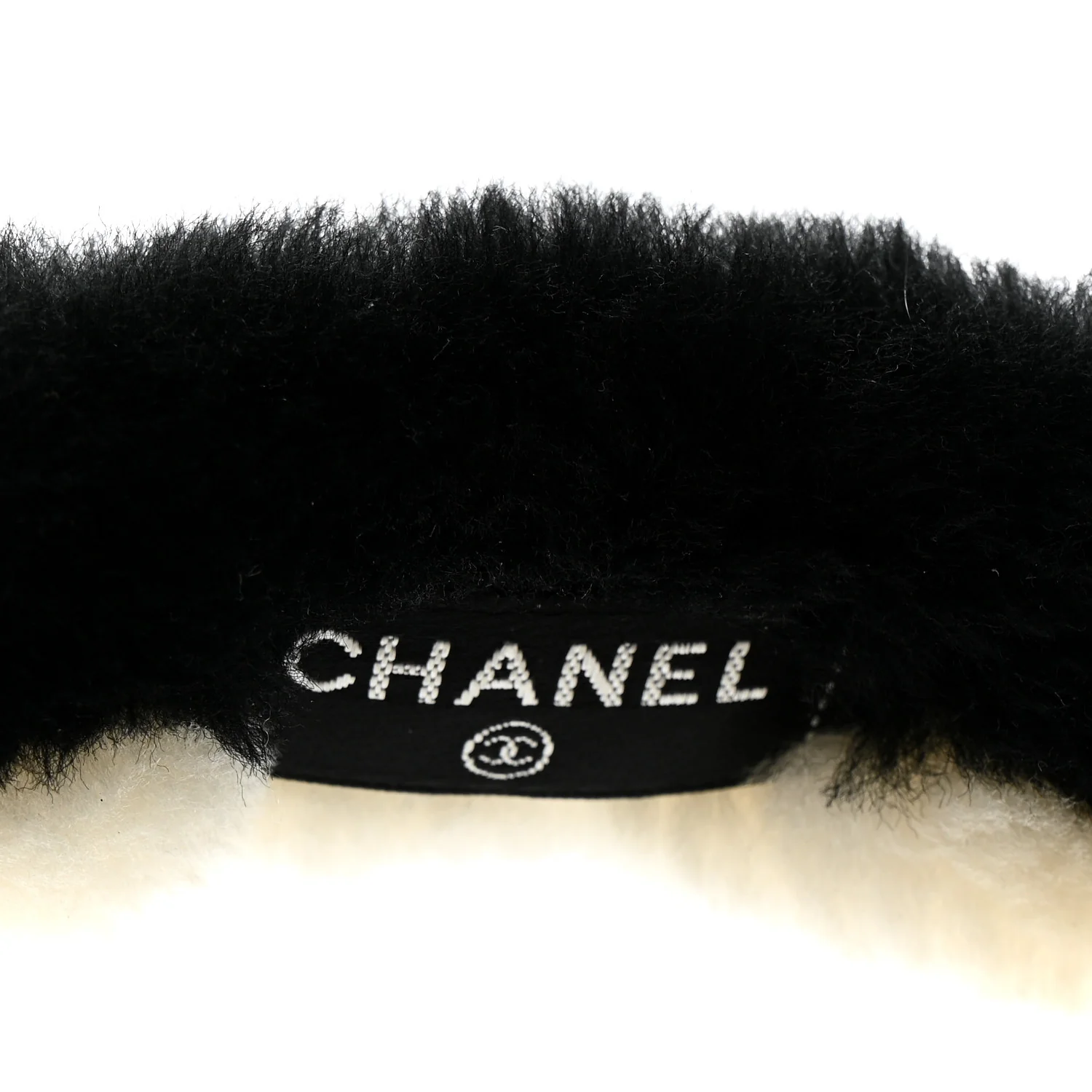 Shearling CC Ear Muffs Black White - Image 5