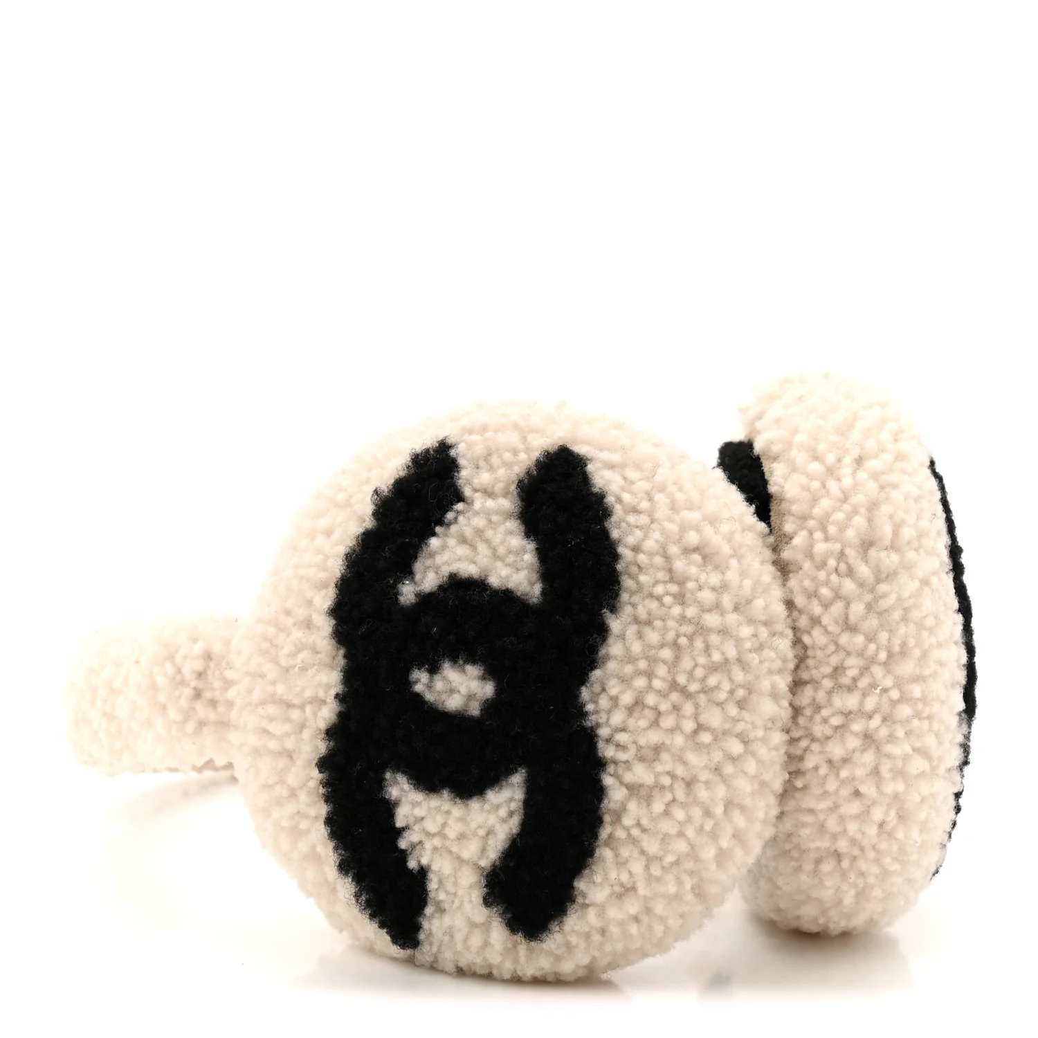Shearling CC Ear Muffs White Black - Image 4