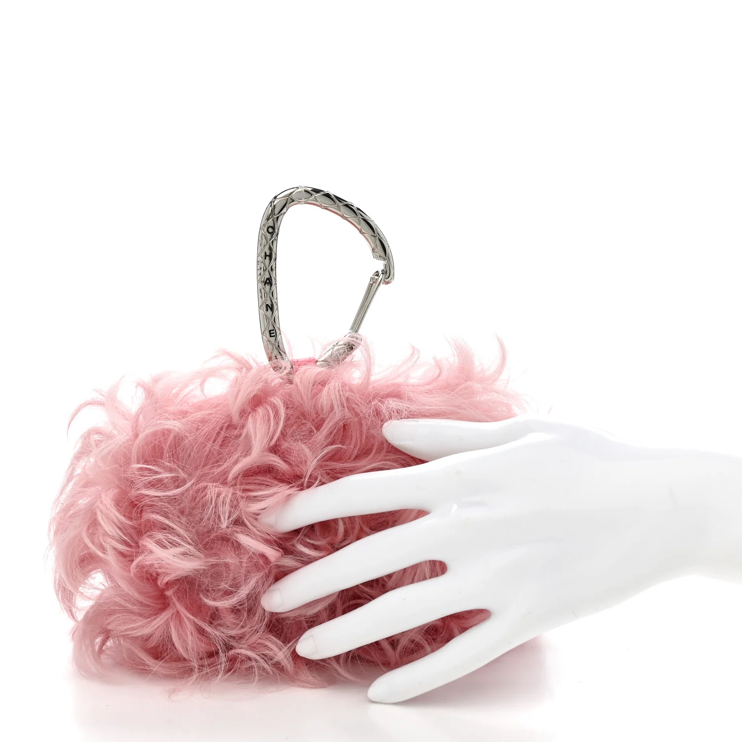 Shearling Lambskin CC Hook Card Holder Pink - Image 2