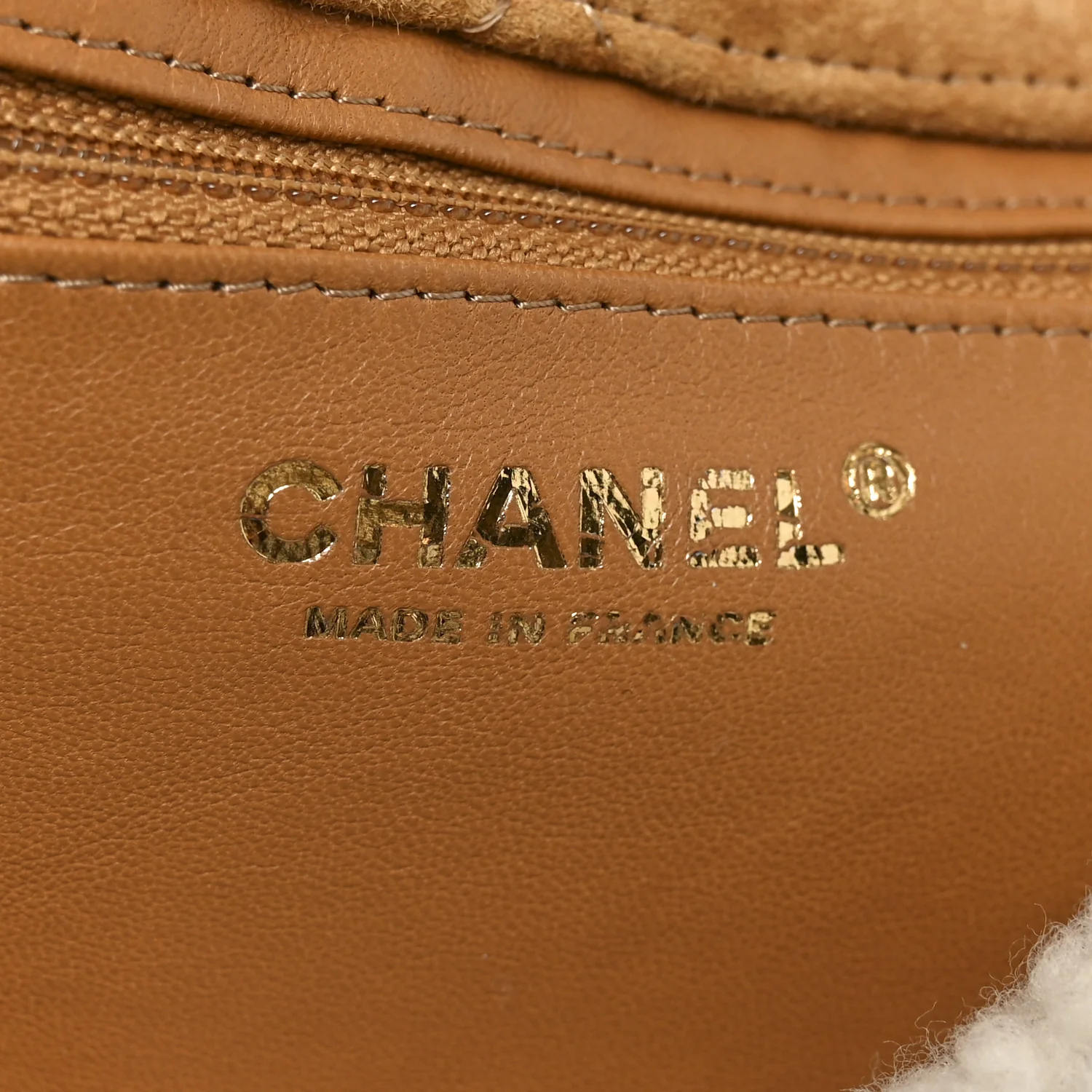 Shearling Lambskin Quilted Medium Coco Neige Single Flap Beige - Image 6