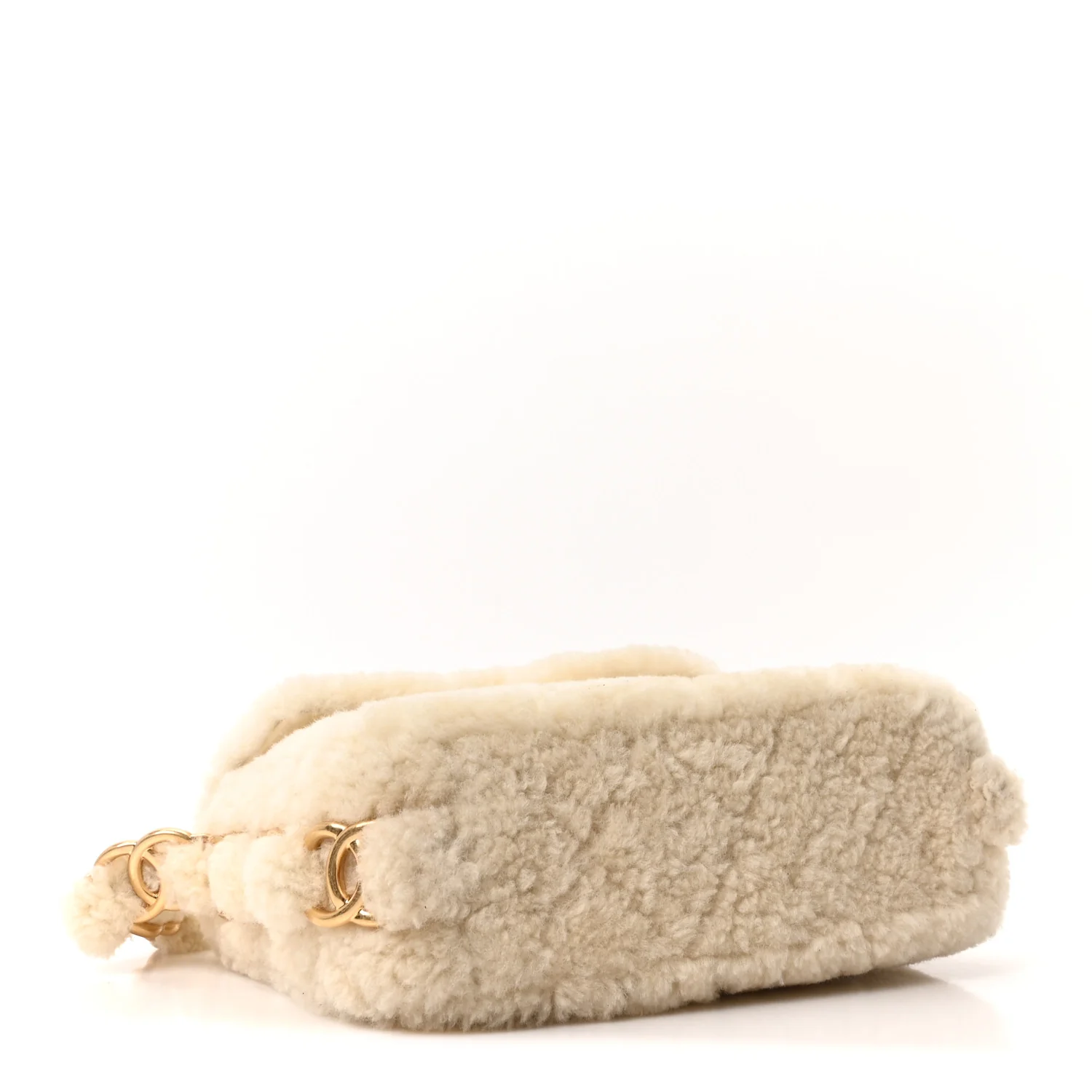 Shearling Lambskin Quilted Small CC Chain Flap Ecru - Image 4