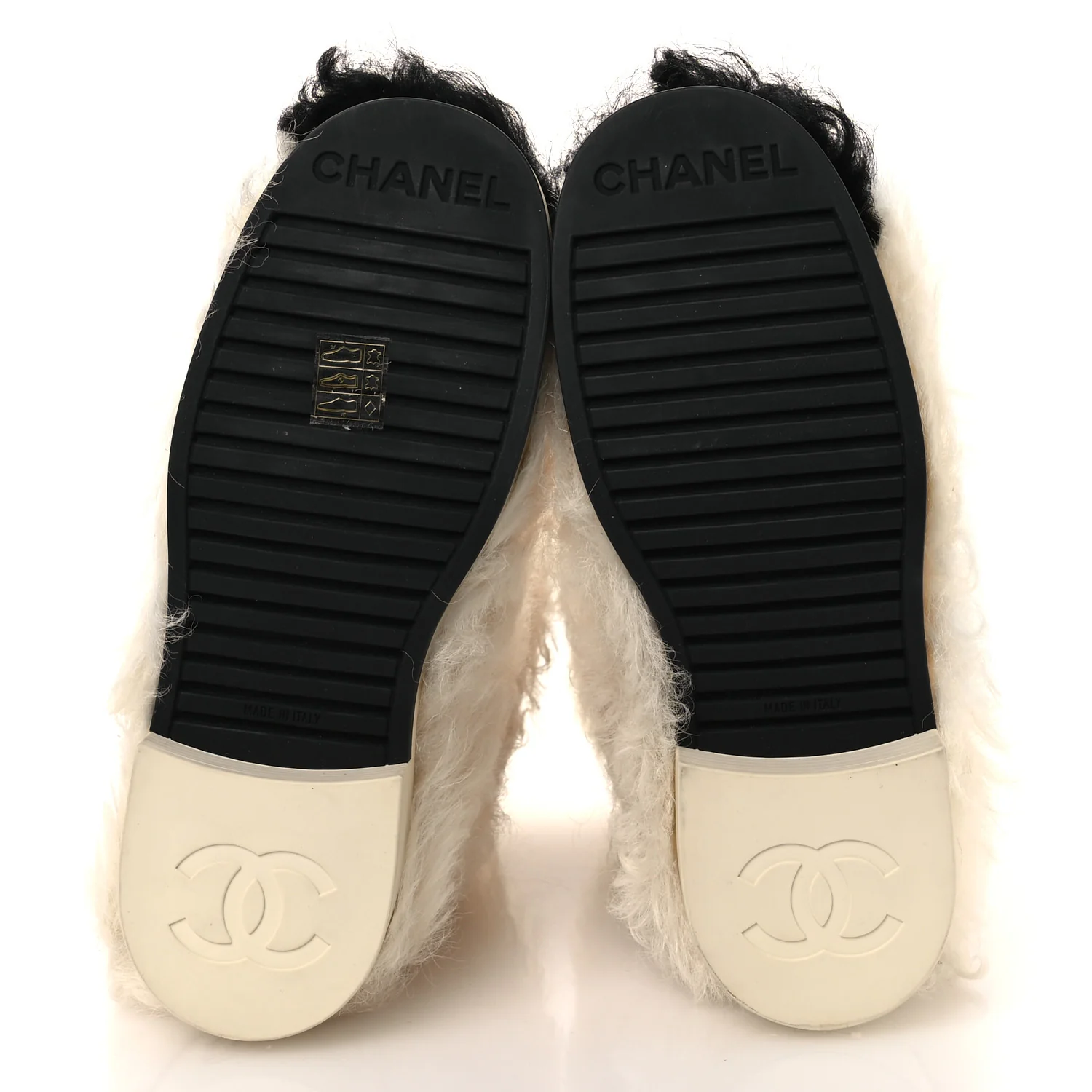 Shearling Sheepskin High Boots 38 Ivory Black - Image 7