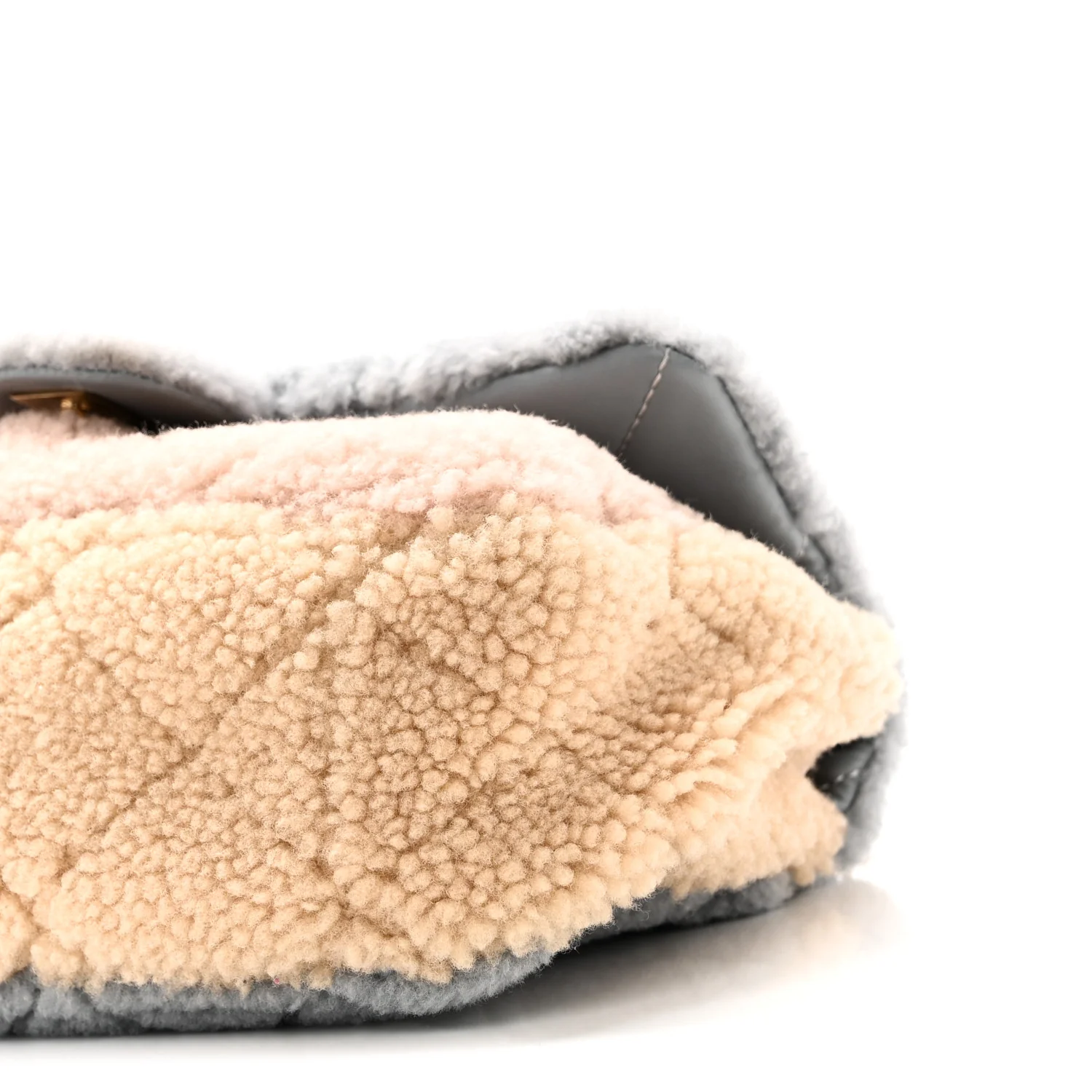 Shearling Sheepskin Single Flap Gray Pink Beige - Image 10