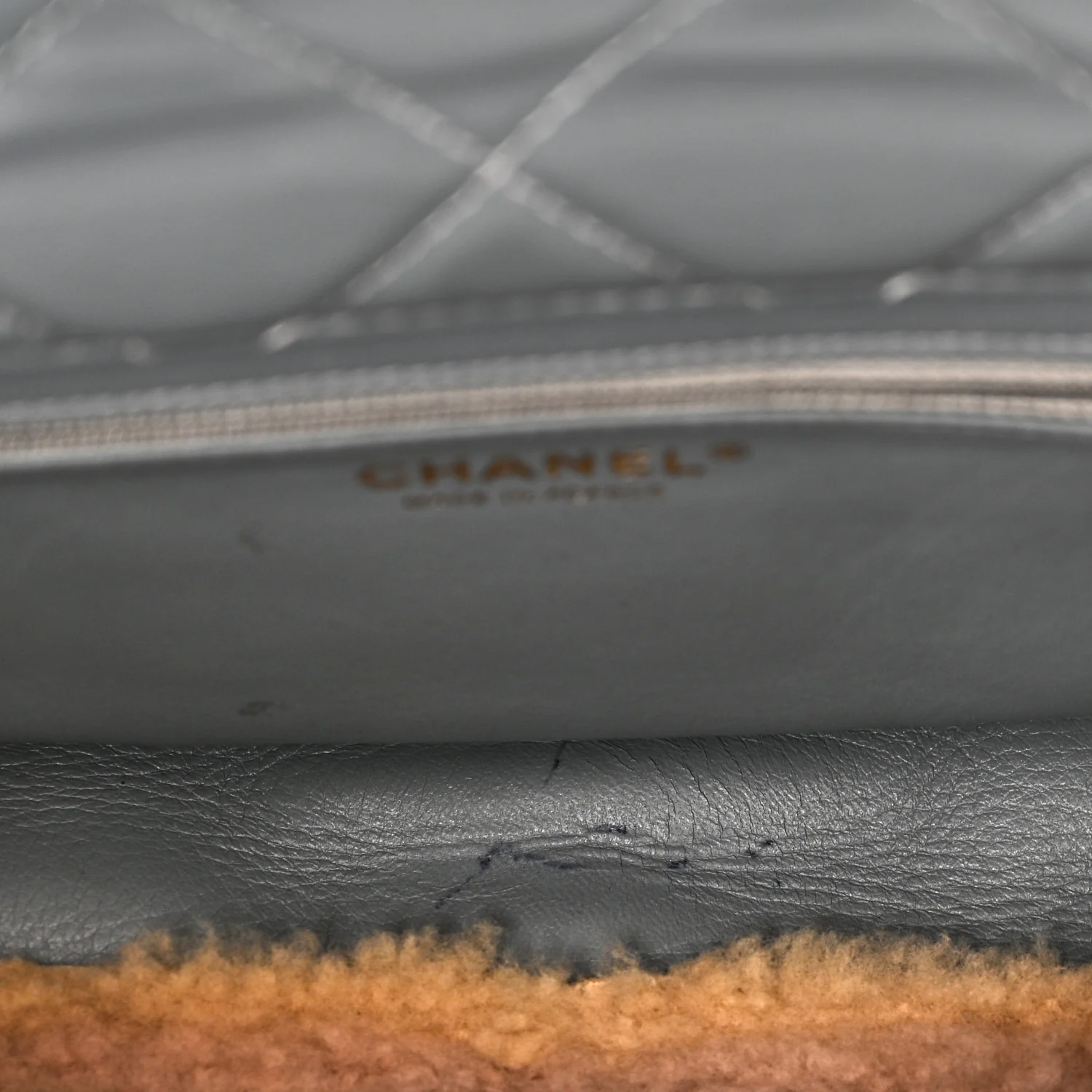 Shearling Sheepskin Single Flap Gray Pink Beige - Image 11