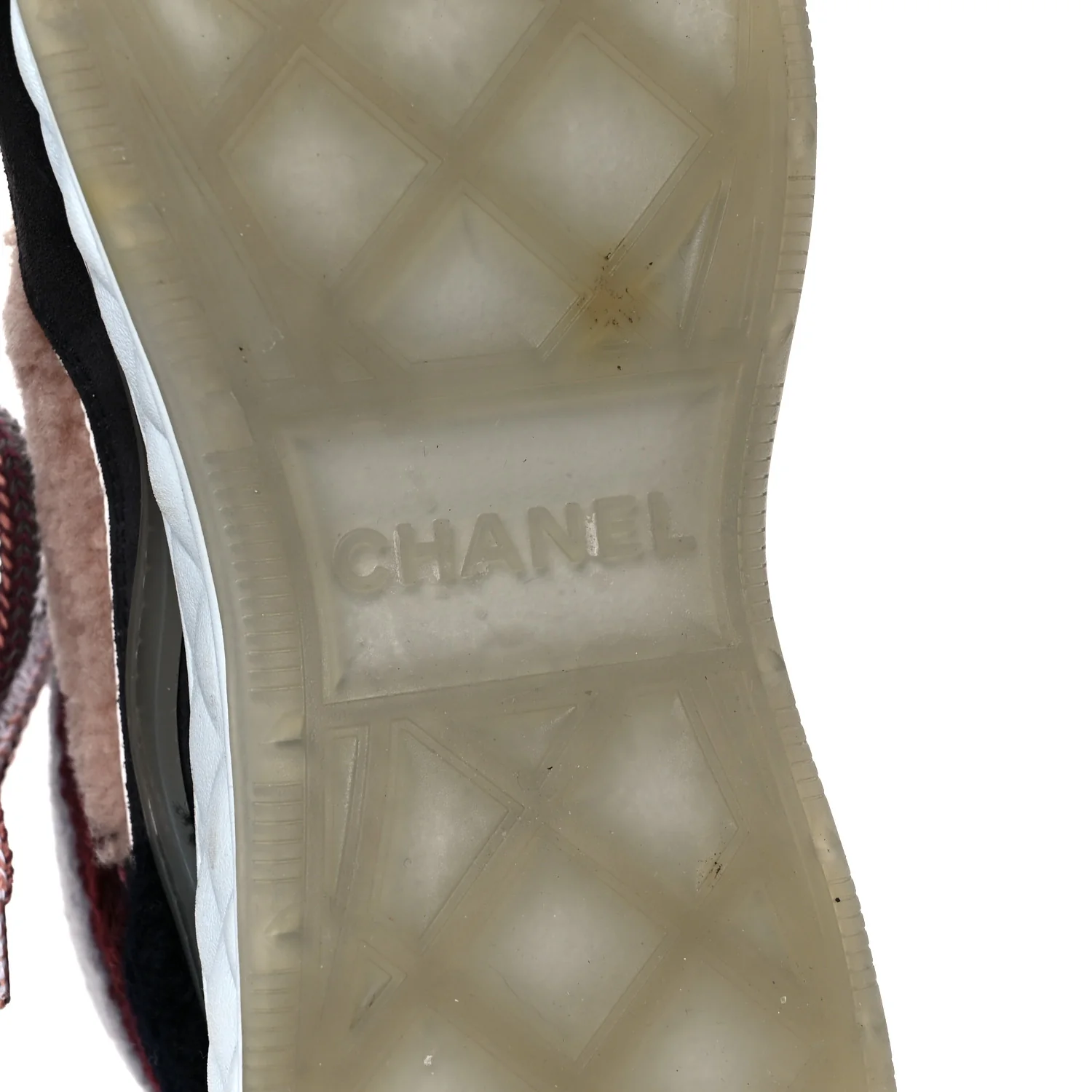 Shearling Suede CC High Top Sneakers 39 Grey Pink Burgundy - Image 7