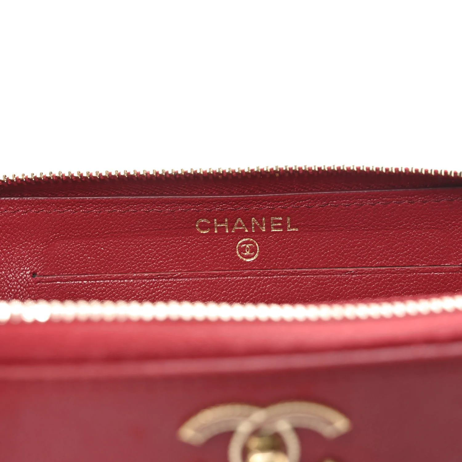 Sheepskin Quilted Medium Mademoiselle Vintage Zip Around Wallet Red - Image 6