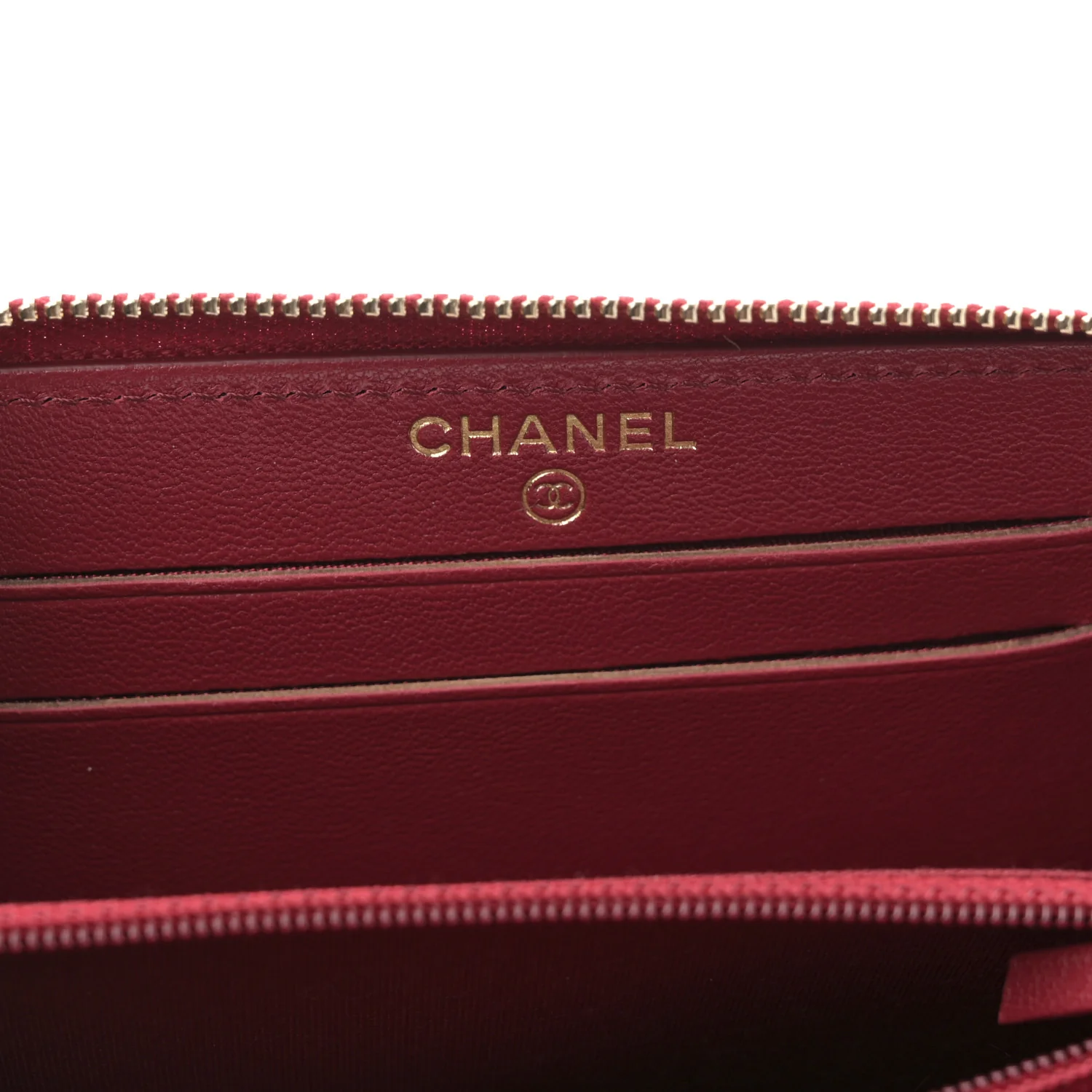Sheepskin Quilted Medium Mademoiselle Vintage Zip Around Wallet Red - Image 6