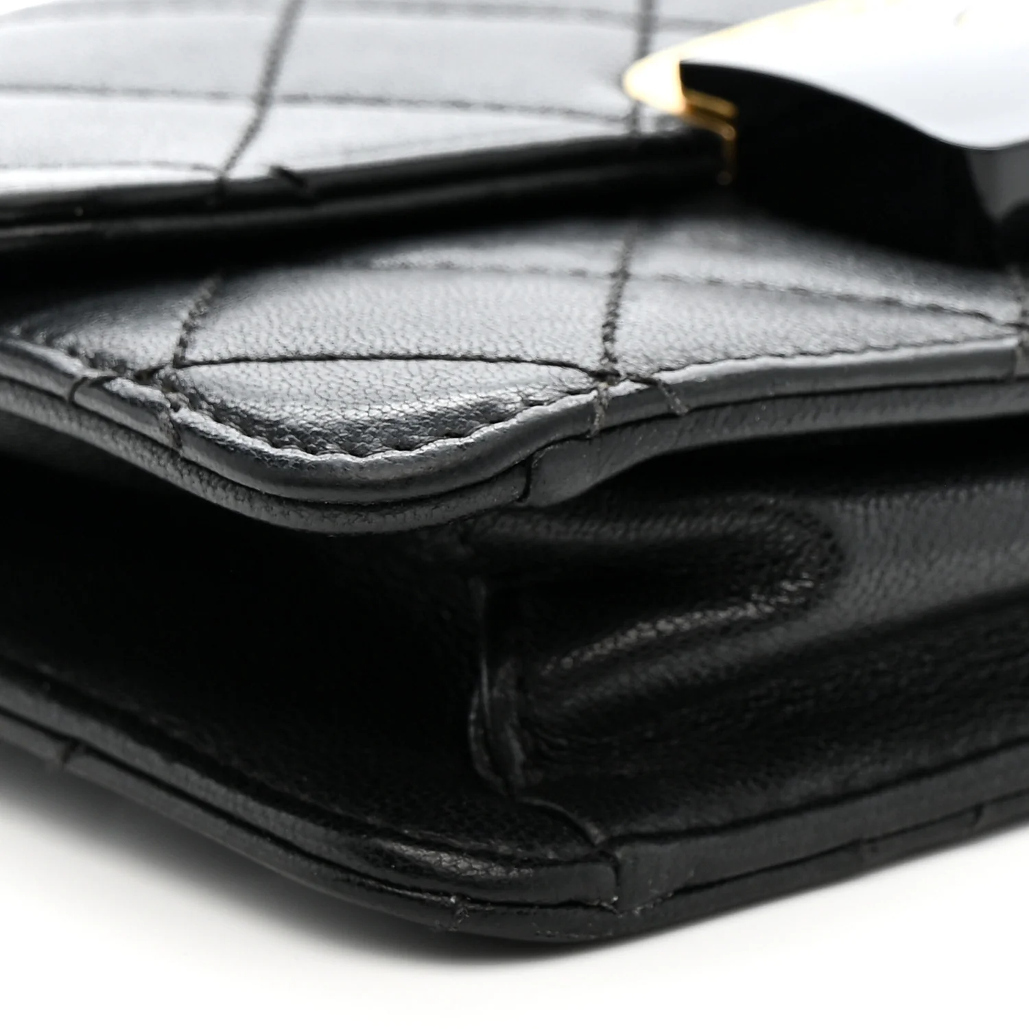 Sheepskin Quilted Mini Beauty Lock Flap Black - Image 9