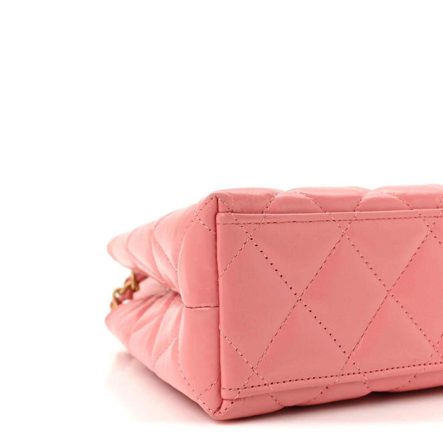Shiny Aged Calfskin Quilted Nano Kelly Shopper Coral Pink - Image 16