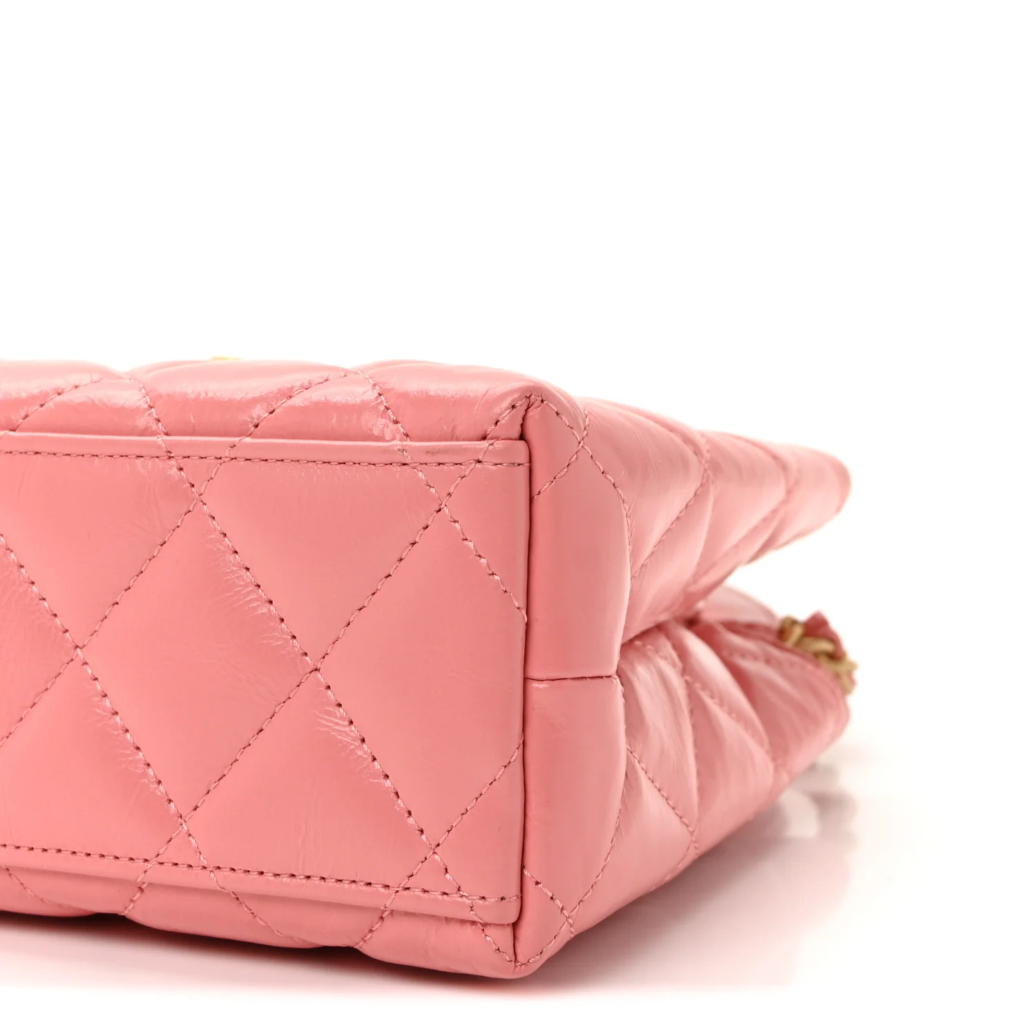 Shiny Aged Calfskin Quilted Nano Kelly Shopper Coral Pink - Image 19