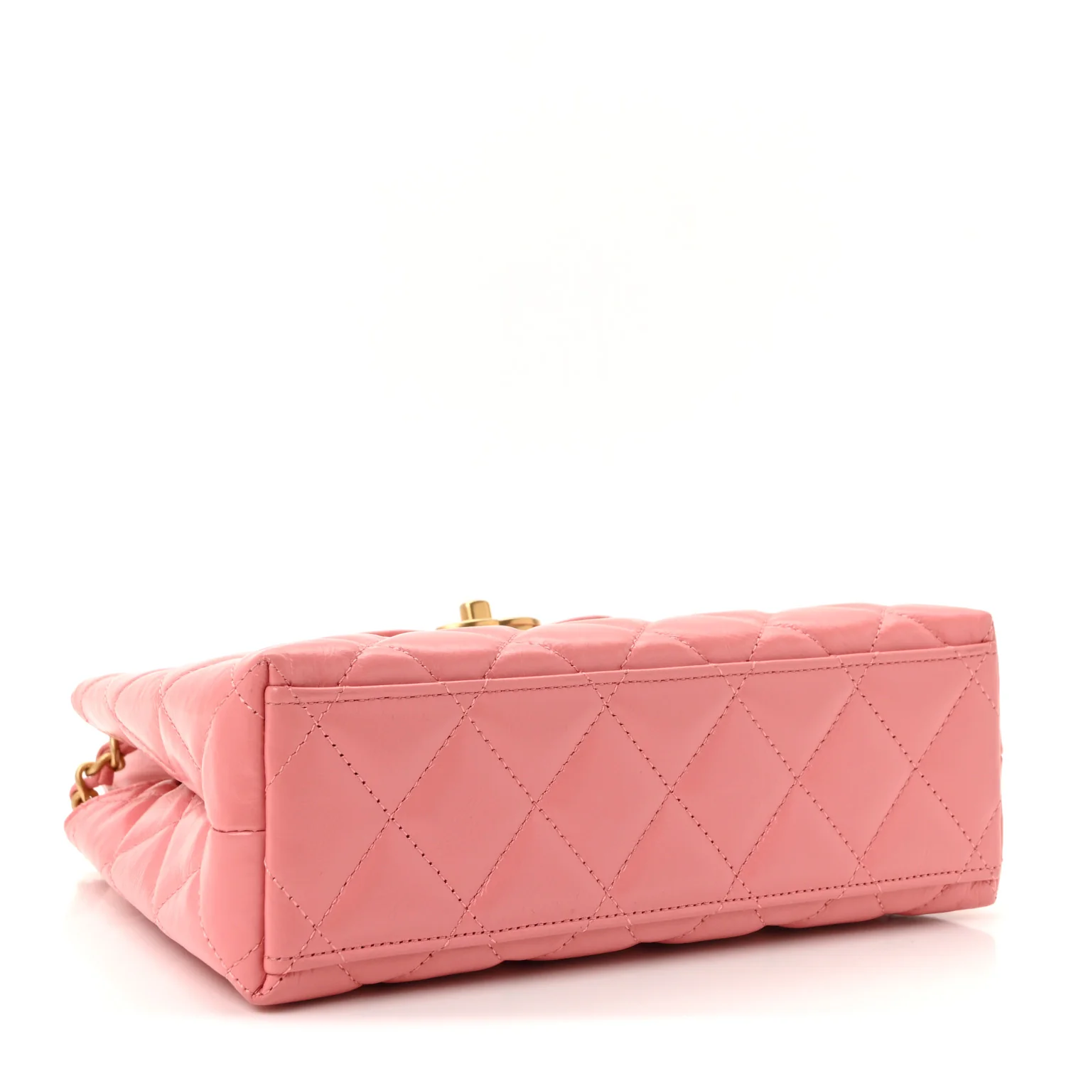 Shiny Aged Calfskin Quilted Nano Kelly Shopper Coral Pink - Image 7