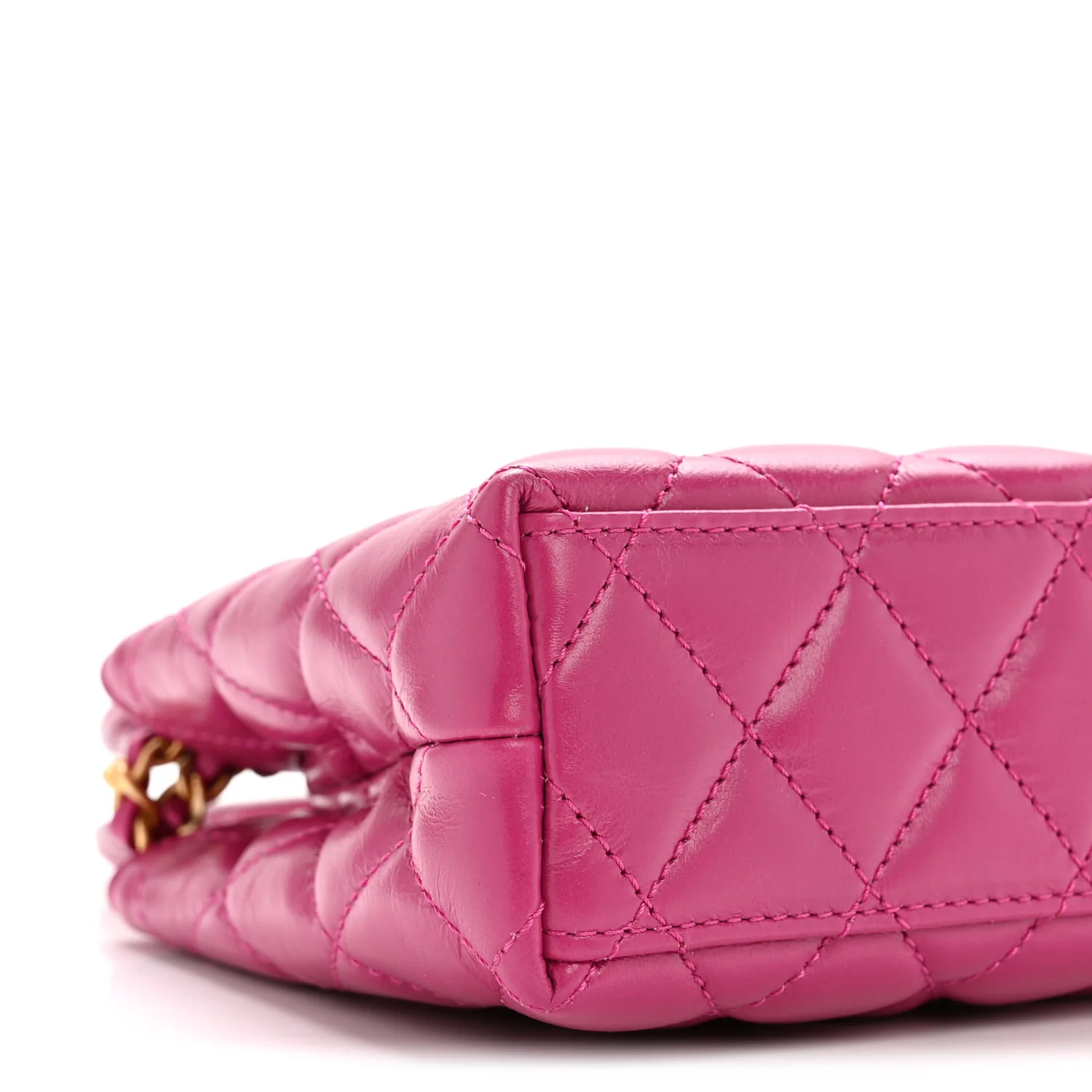 Shiny Aged Calfskin Quilted Nano Kelly Shopper Dark Pink - Image 9