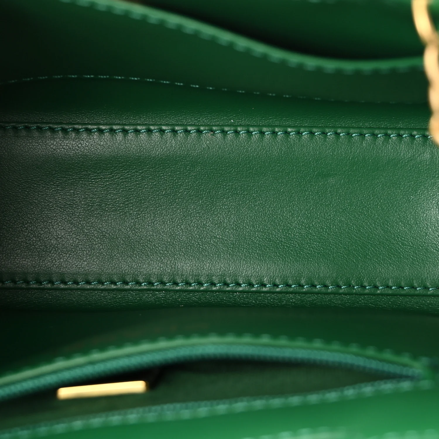 Shiny Aged Calfskin Quilted Nano Kelly Shopper Green - Image 5
