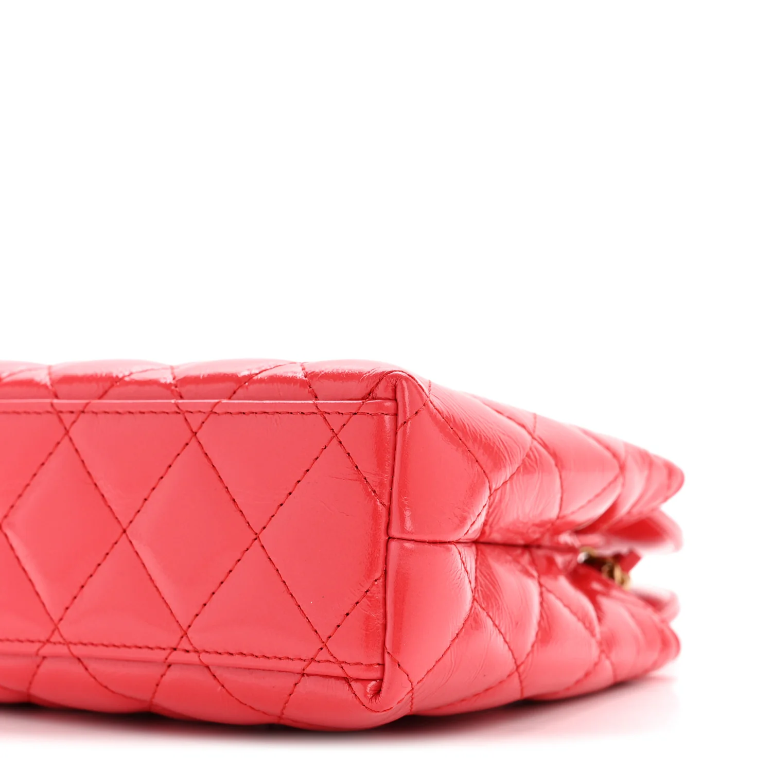 Shiny Aged Calfskin Quilted Nano Kelly Shopper Red - Image 10