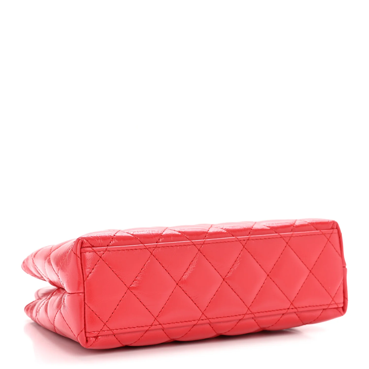 Shiny Aged Calfskin Quilted Nano Kelly Shopper Red - Image 4