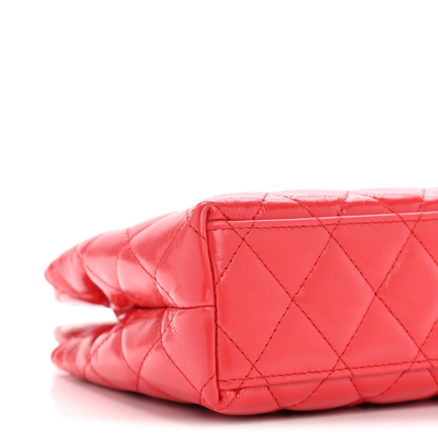 Shiny Aged Calfskin Quilted Nano Kelly Shopper Red - Image 9