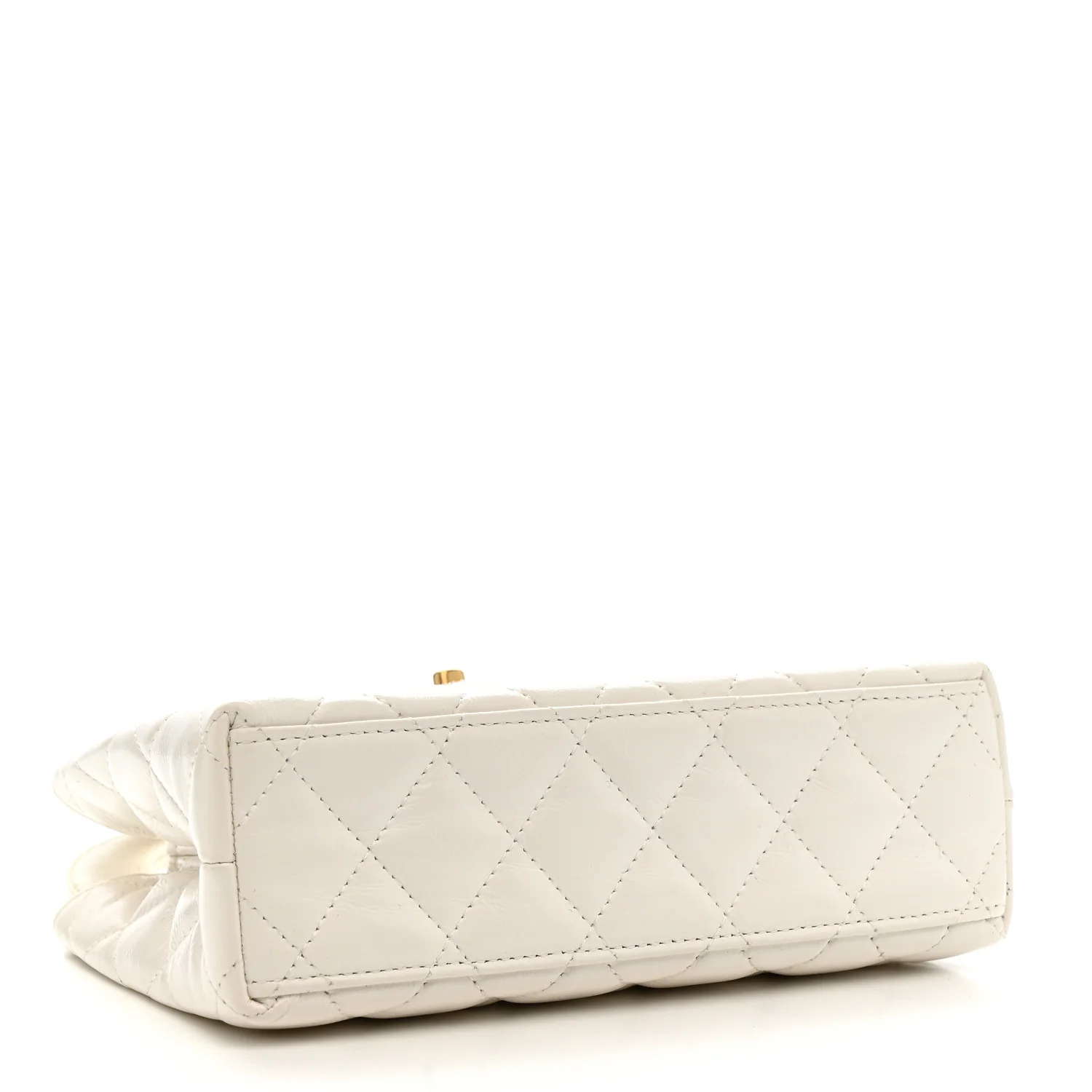 Shiny Aged Calfskin Quilted Nano Kelly Shopper White - Image 4