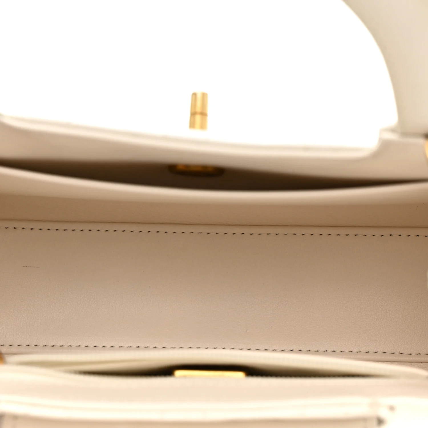 Shiny Aged Calfskin Quilted Nano Kelly Shopper White - Image 5