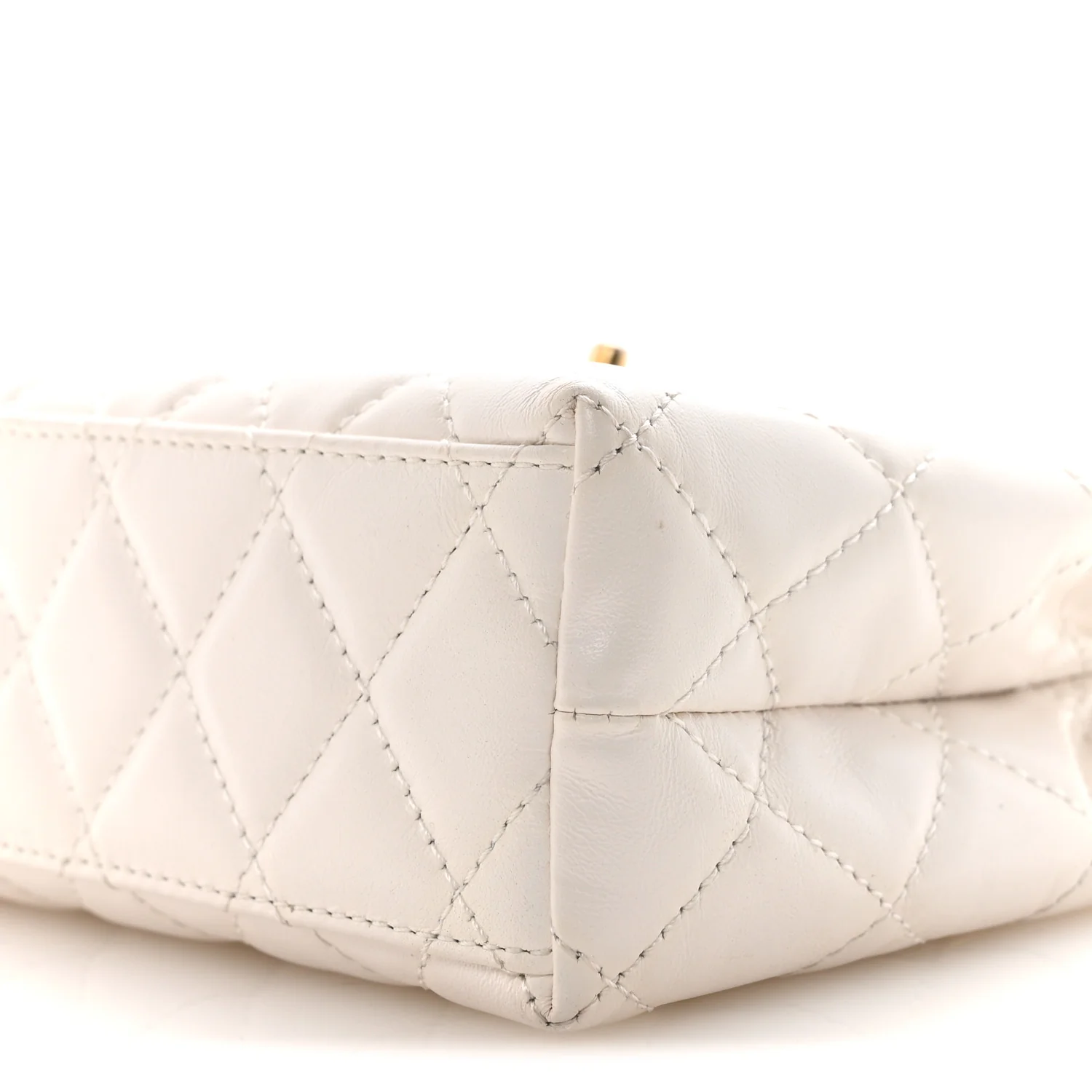 Shiny Aged Calfskin Quilted Nano Kelly Shopper White - Image 10