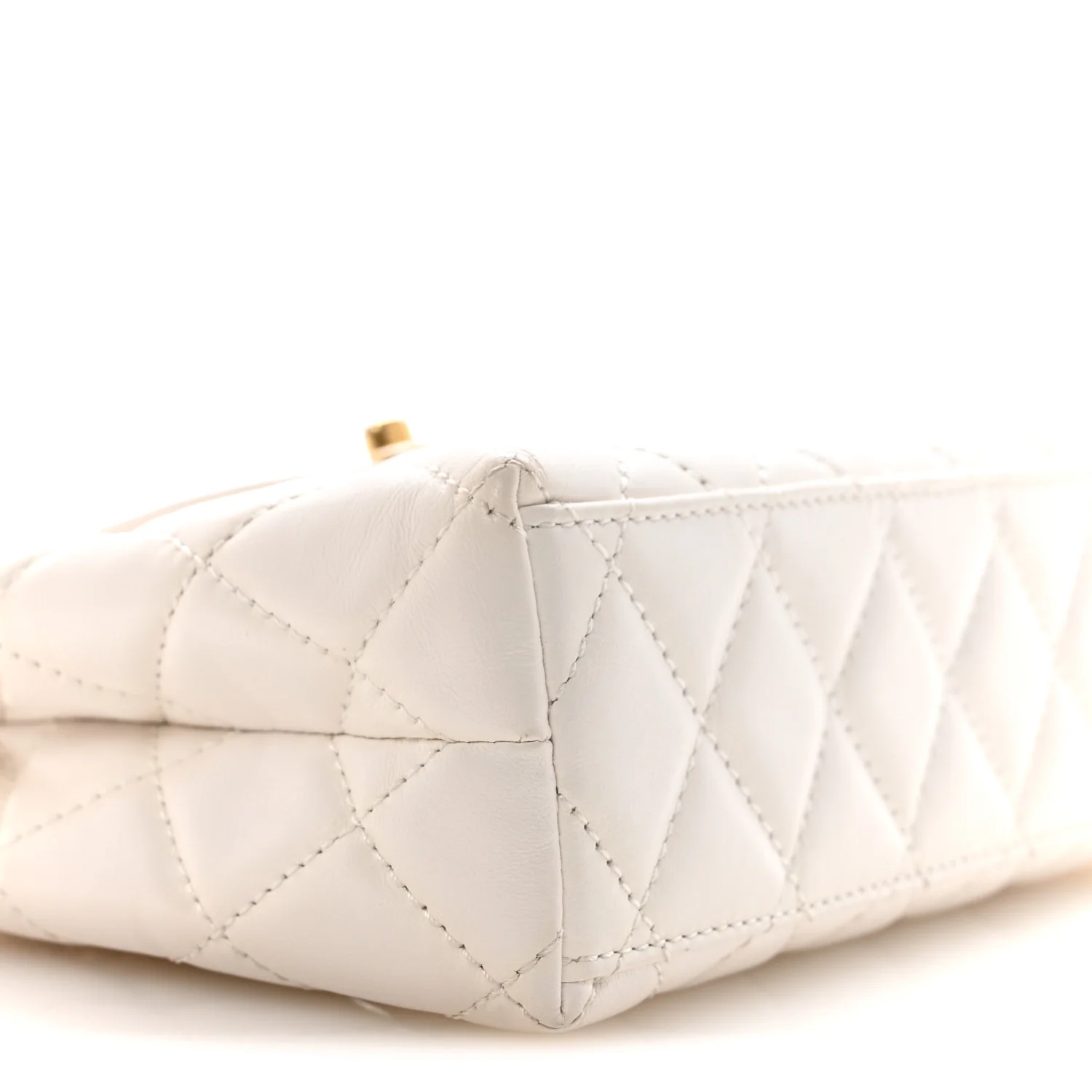 Shiny Aged Calfskin Quilted Nano Kelly Shopper White - Image 9