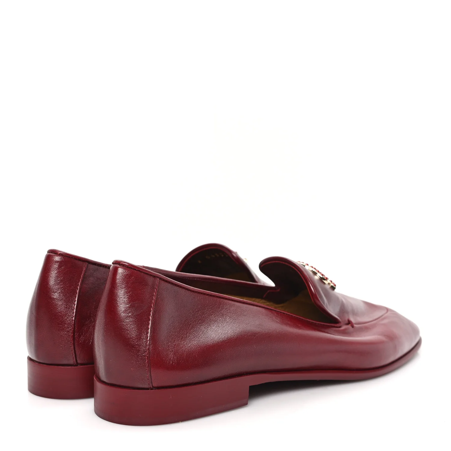 Shiny Calfskin CC Mocassin Loafers 40 Red - Image 5