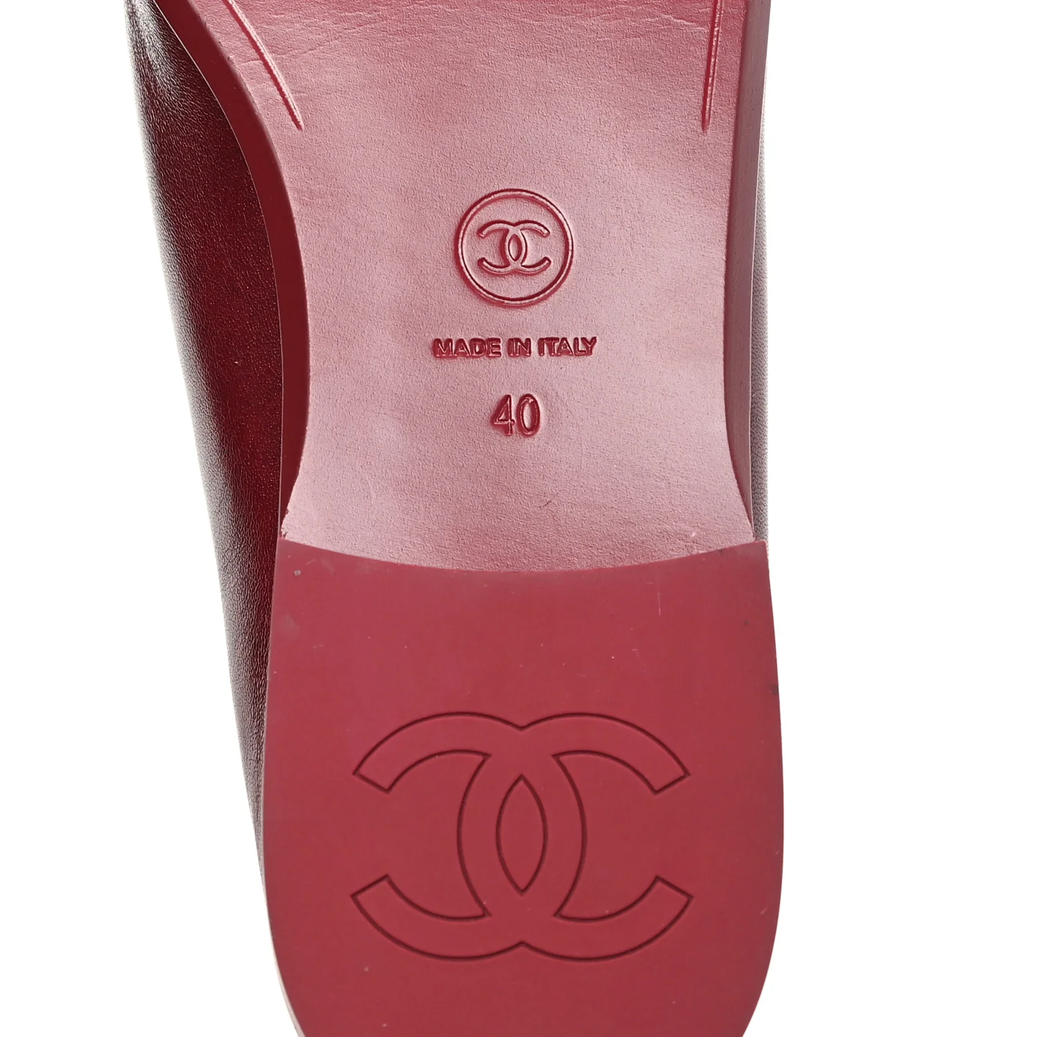 Shiny Calfskin CC Mocassin Loafers 40 Red - Image 7