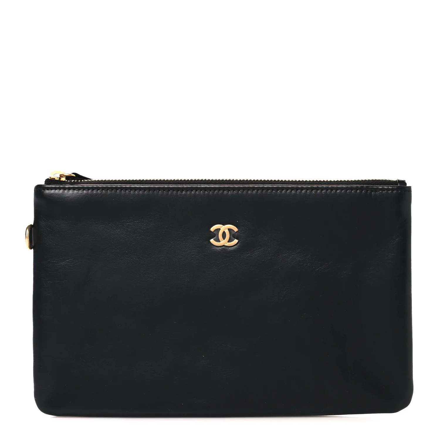 Shiny Calfskin Chanel 22 Removable Pouch Black