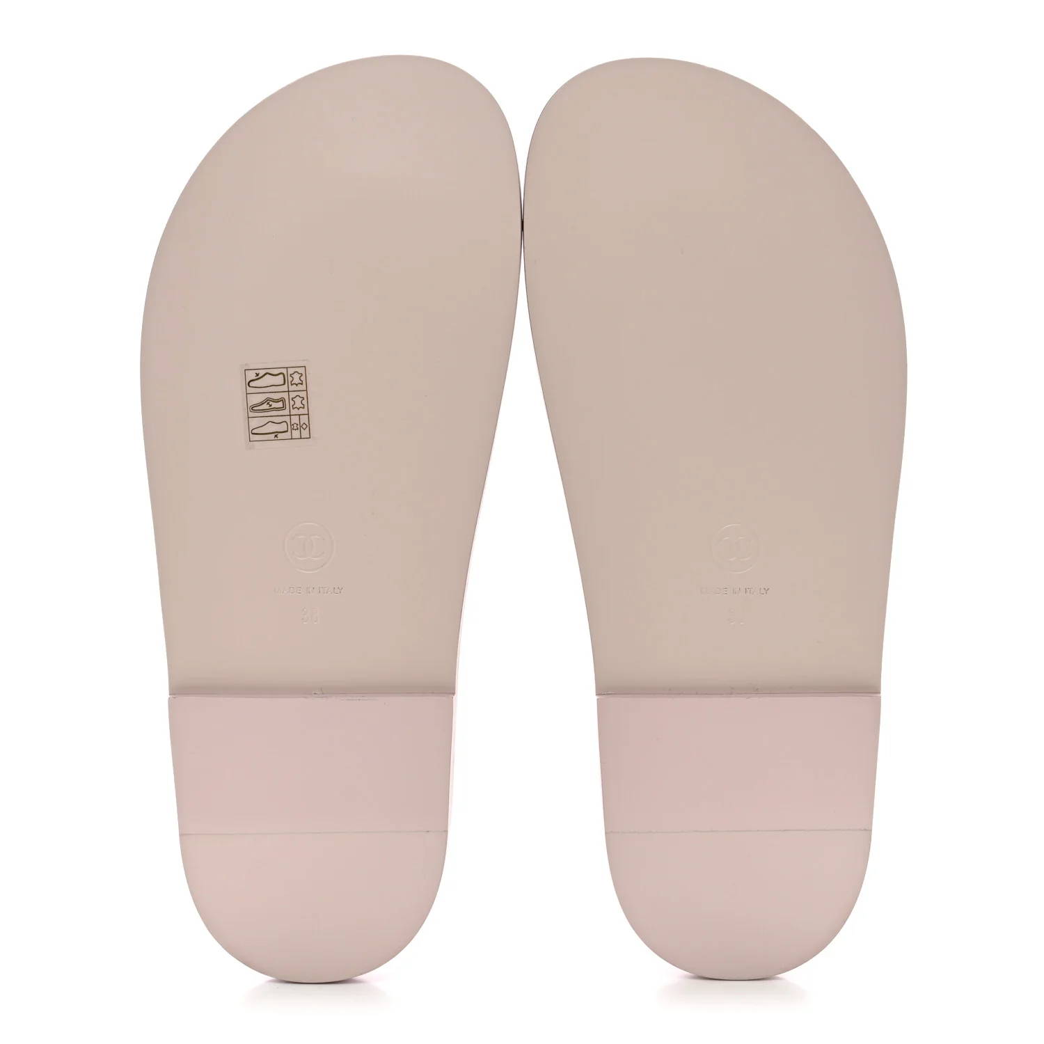 Shiny Calfskin Crystal Quilted Velcro Dad CC Slide Sandals 38 Light Pink - Image 6