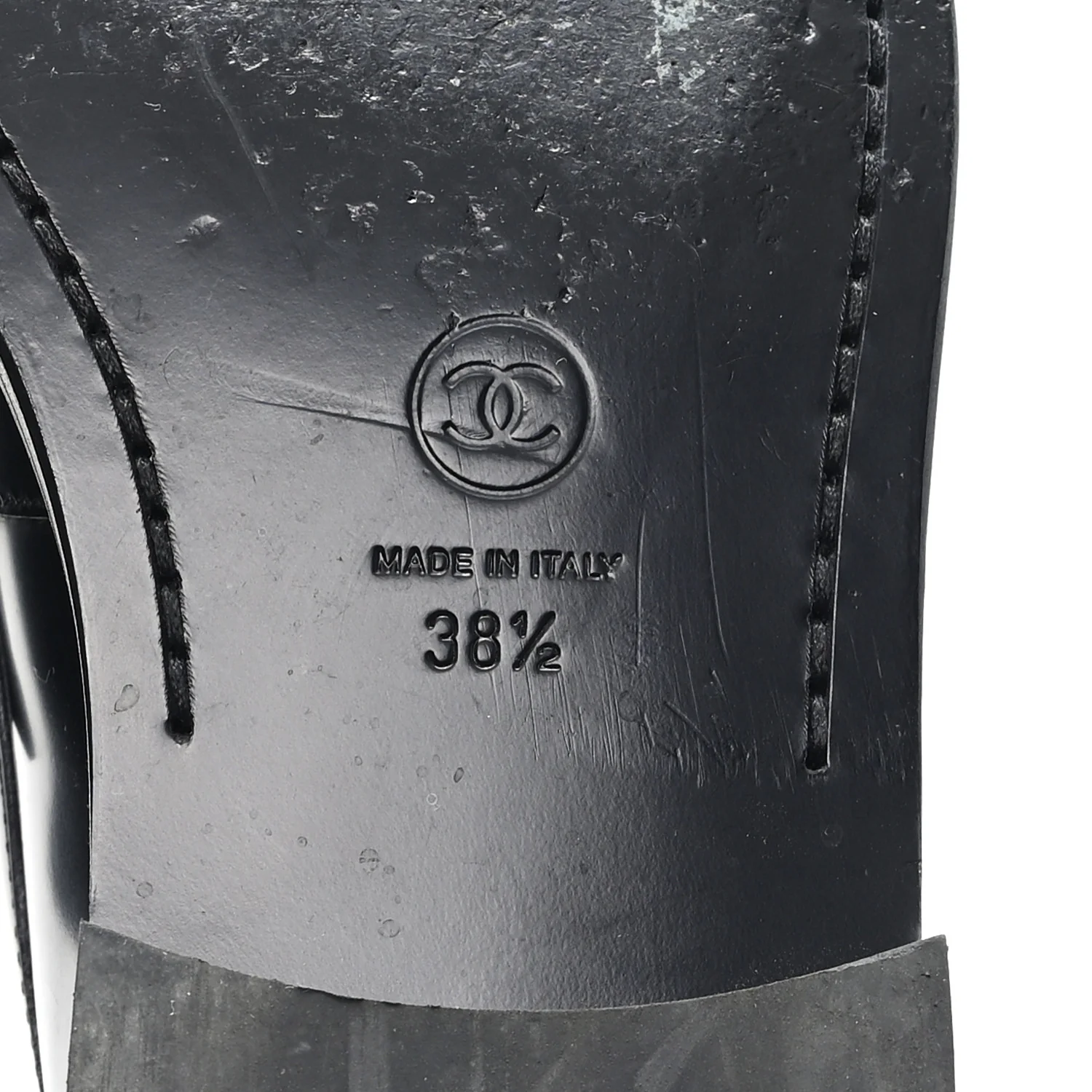 Shiny Calfskin Logo Loafers 38.5 Black - Image 7