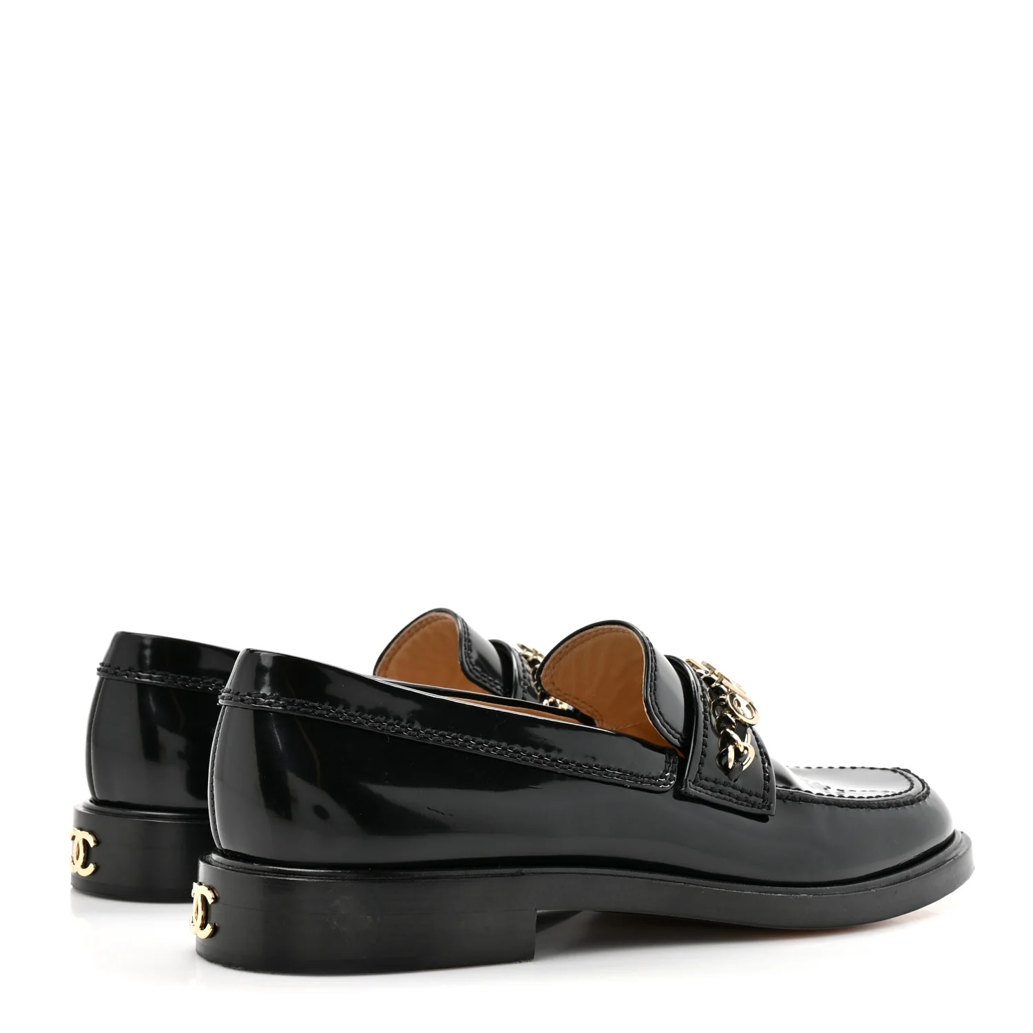 Shiny Calfskin Logo Loafers 39 Black - Image 5