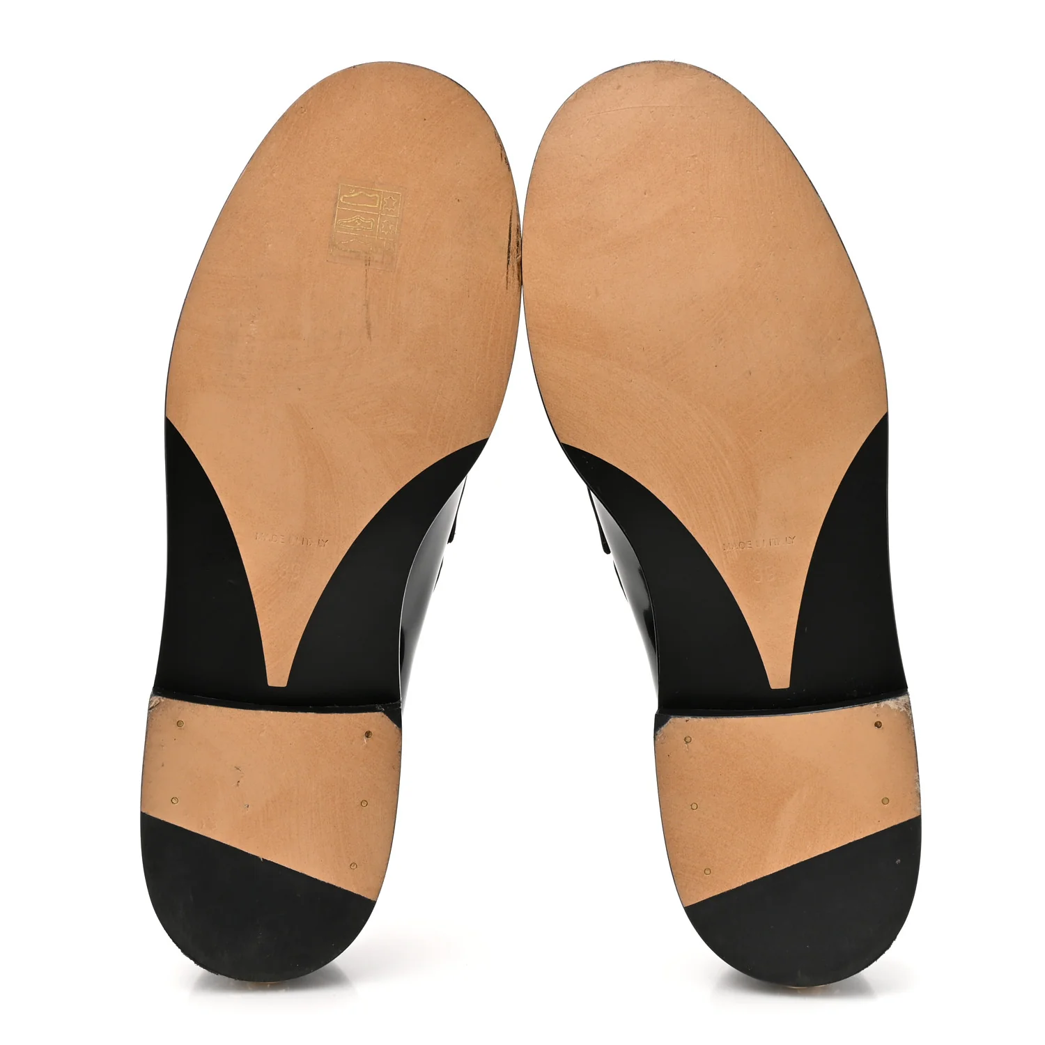 Shiny Calfskin Logo Loafers 39 Black - Image 6