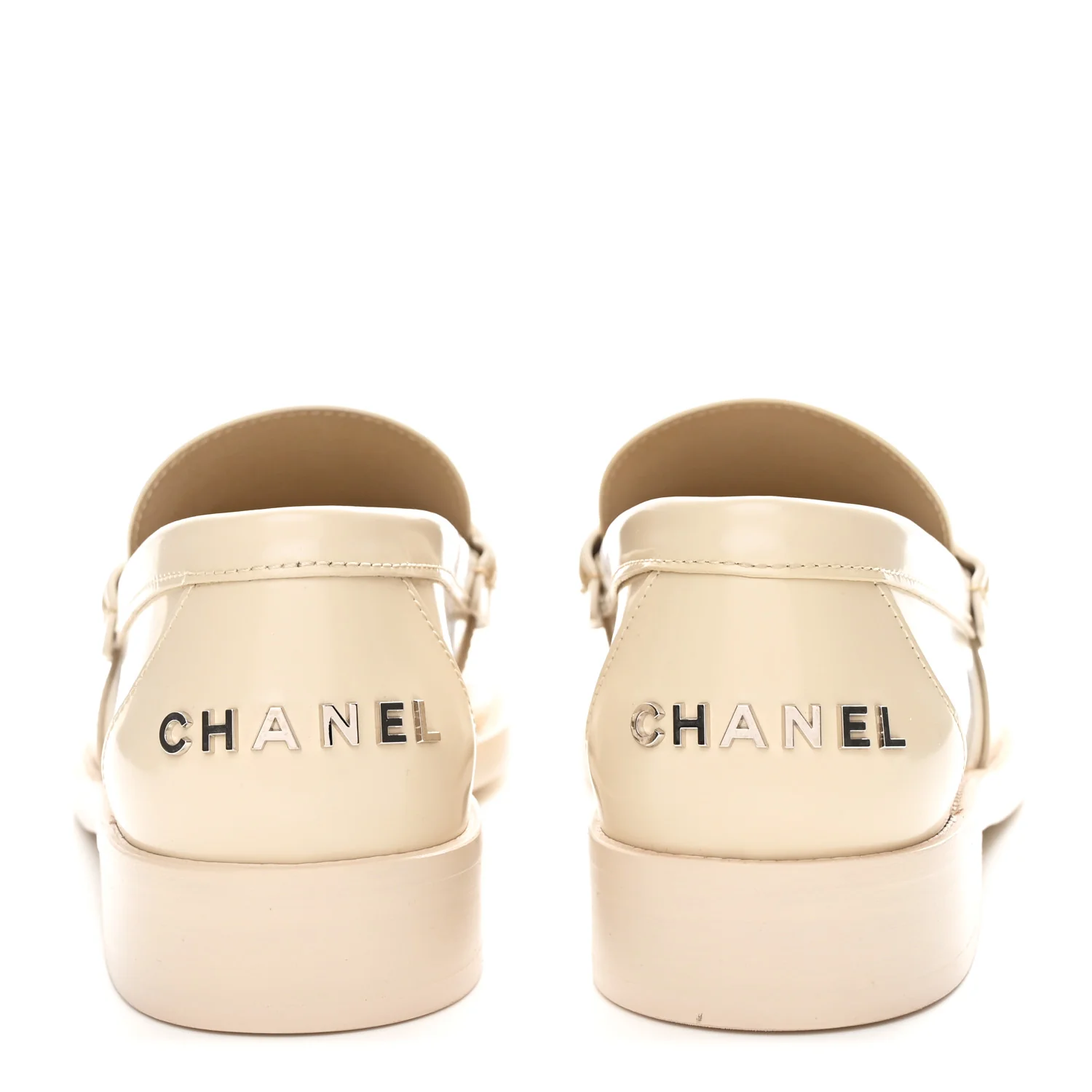 Shiny Calfskin Logo Loafers 39.5 Beige - Image 6