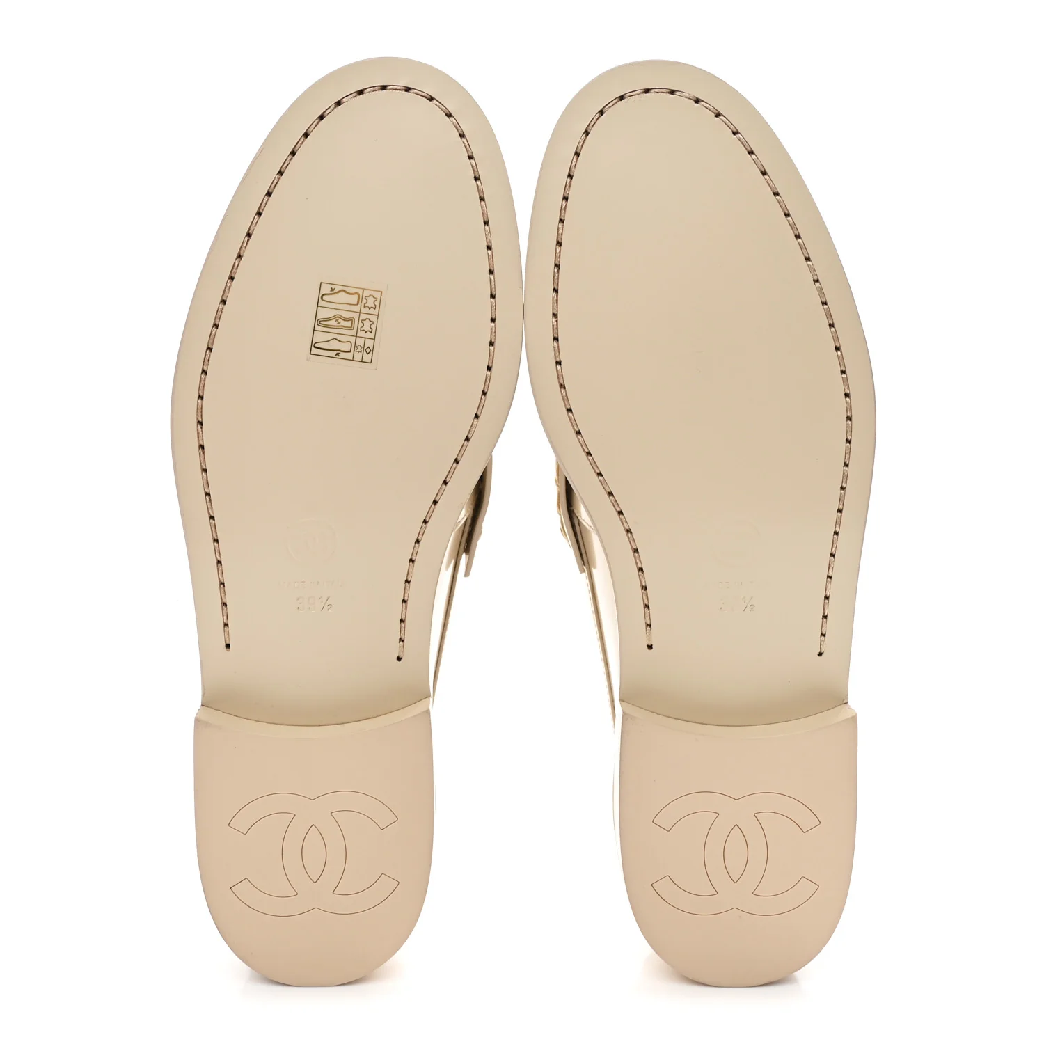 Shiny Calfskin Logo Loafers 39.5 Beige - Image 7