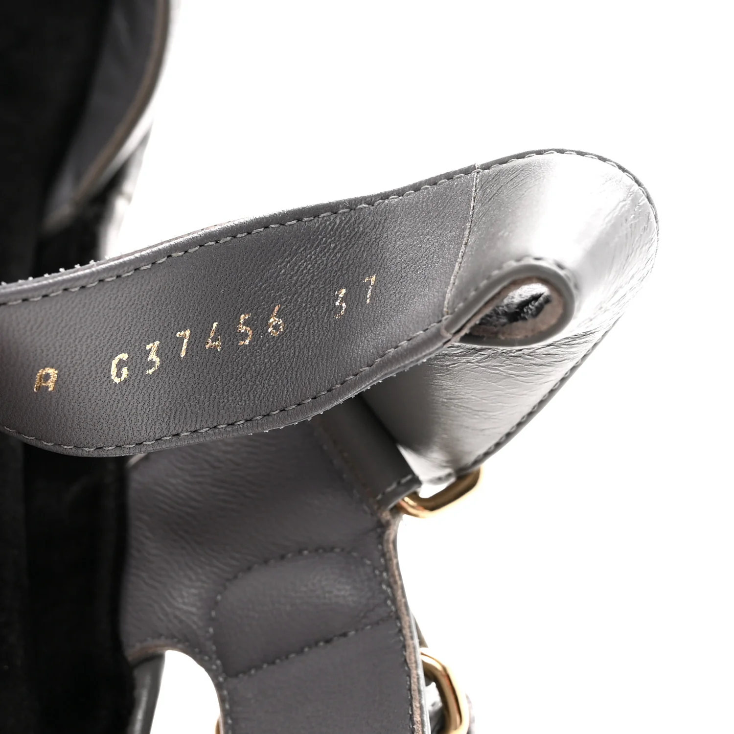 Shiny Calfskin Logo Platform Sandals 37 Grey - Image 9