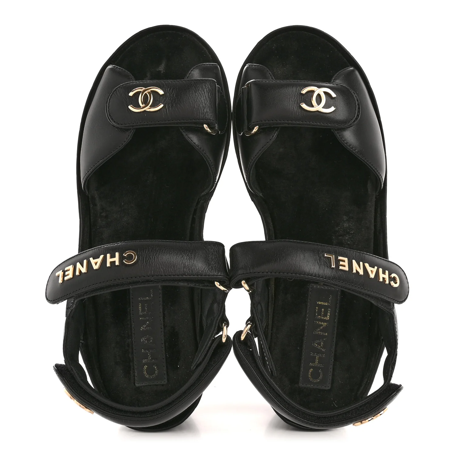 Shiny Calfskin Logo Platform Sandals 39 Black - Image 2