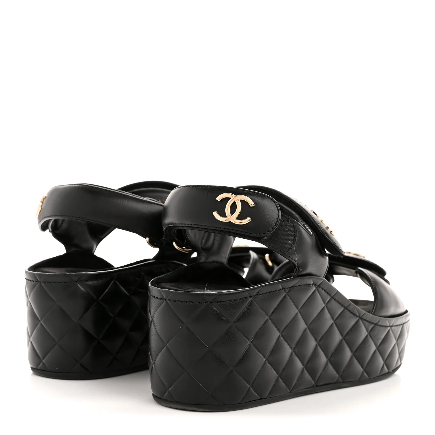 Shiny Calfskin Logo Platform Sandals 39 Black - Image 5