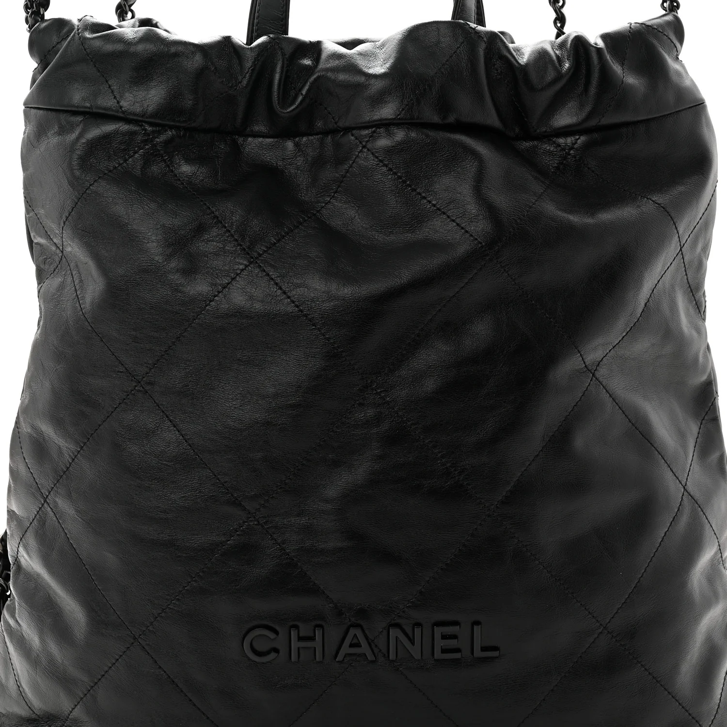 Shiny Calfskin Quilted Chanel 22 Backpack So Black - Image 16