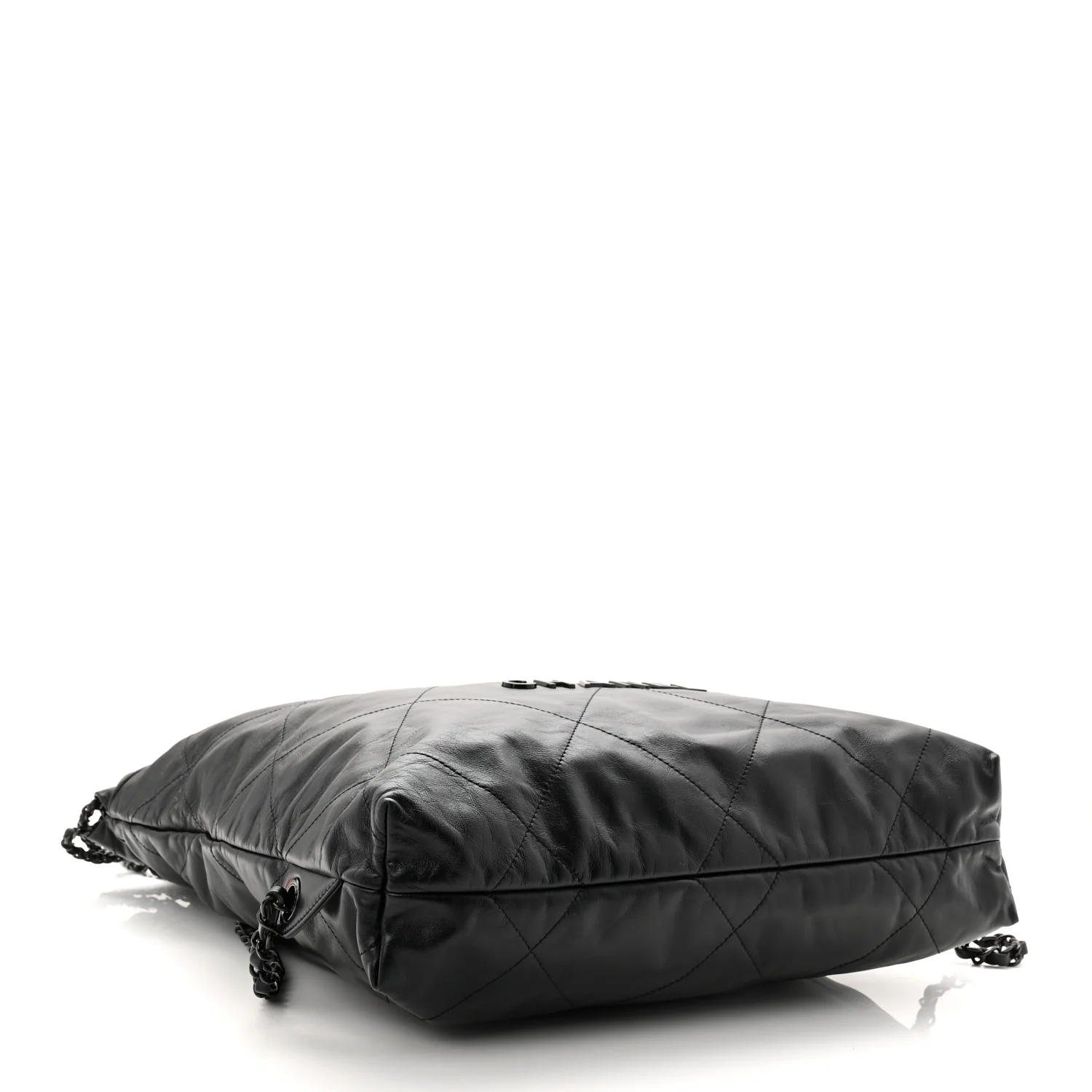 Shiny Calfskin Quilted Chanel 22 Backpack So Black - Image 9
