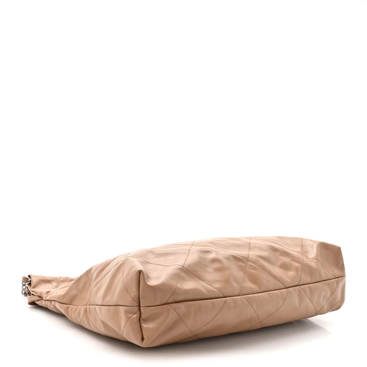 Shiny Calfskin Quilted Chanel 22 Beige - Image 5
