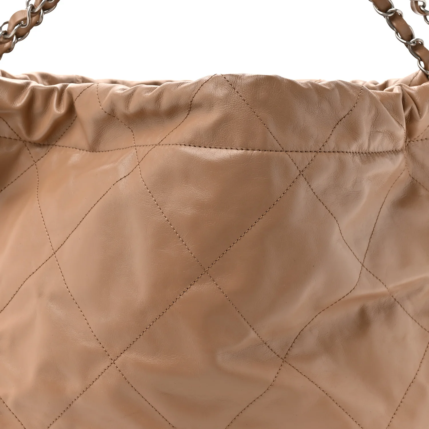 Shiny Calfskin Quilted Chanel 22 Beige - Image 9