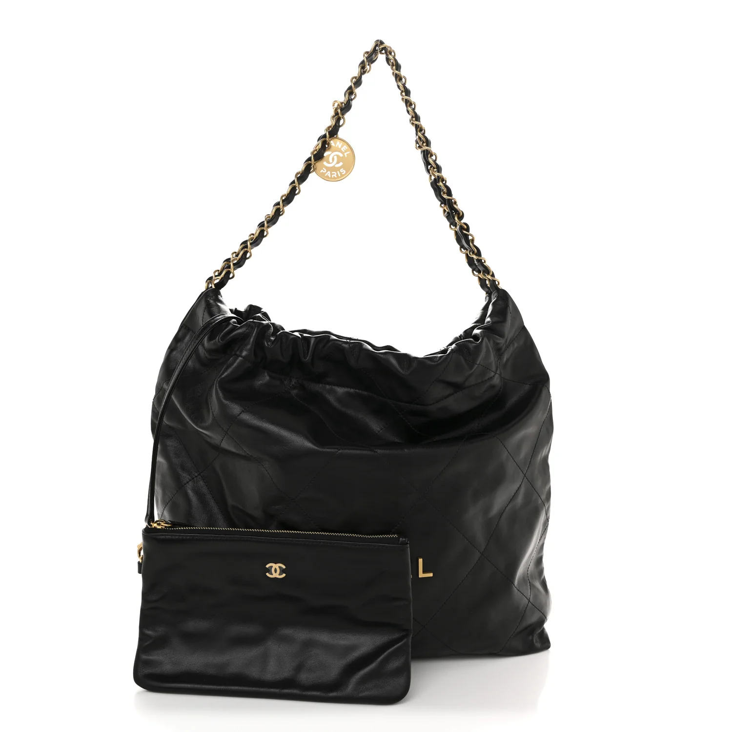 Shiny Calfskin Quilted Chanel 22 Black - Image 3