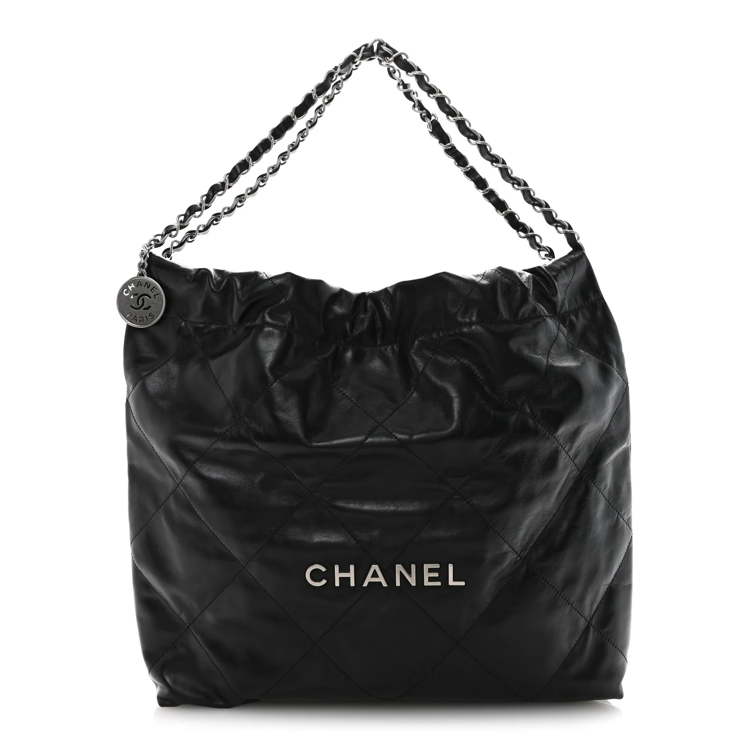 Shiny Calfskin Quilted Chanel 22 Black